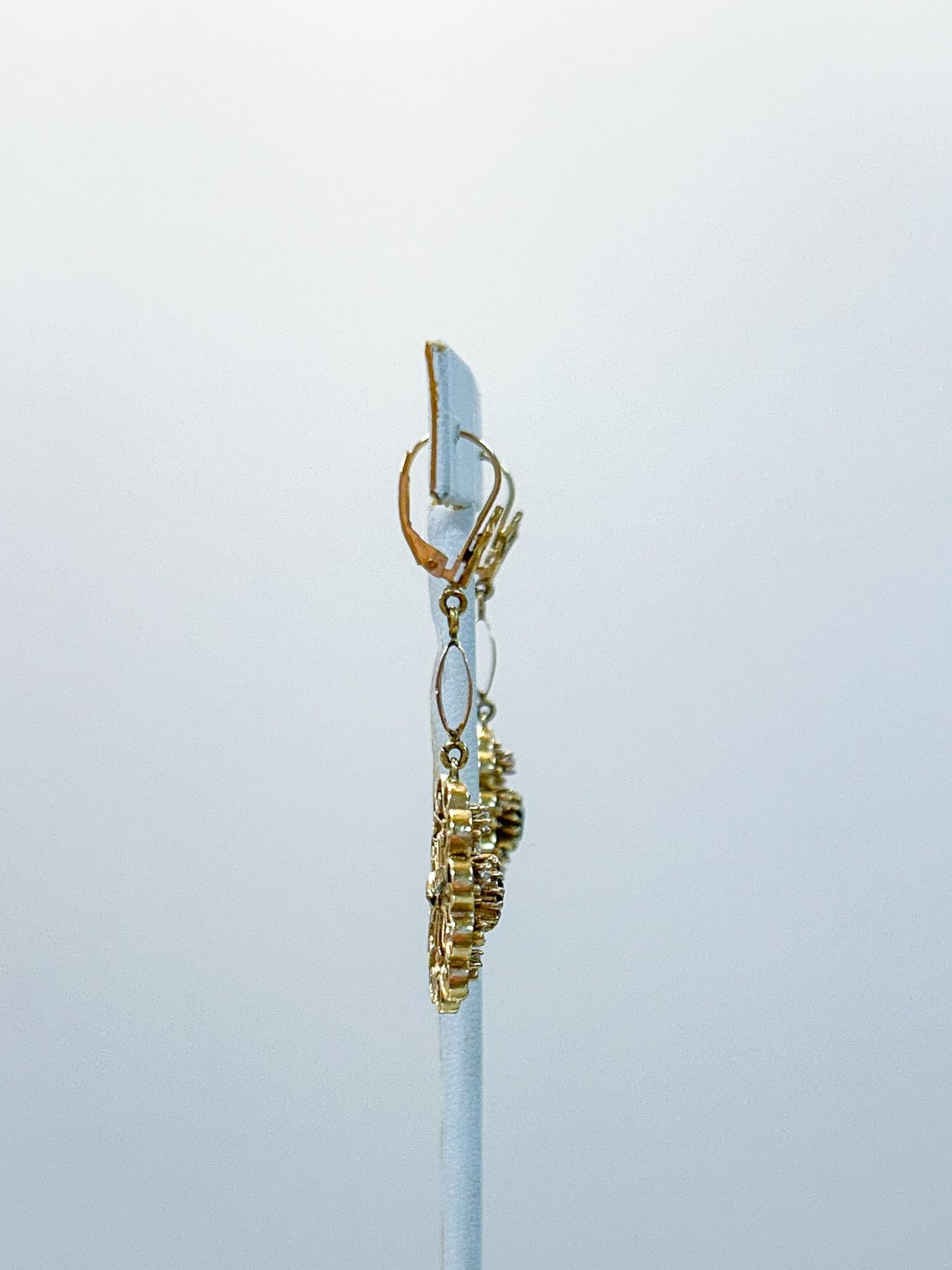 14K Diamond and Sapphire Dangle Earrings