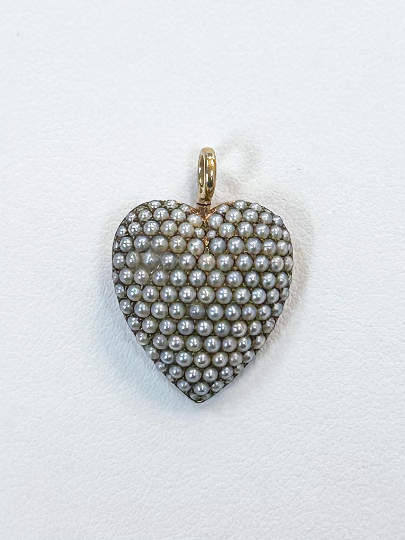 14K Victorian Pearl Heart Pendant