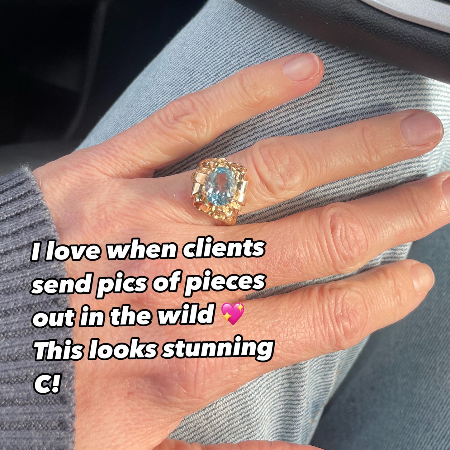 Art Deco 14K Aquamarie Ring
