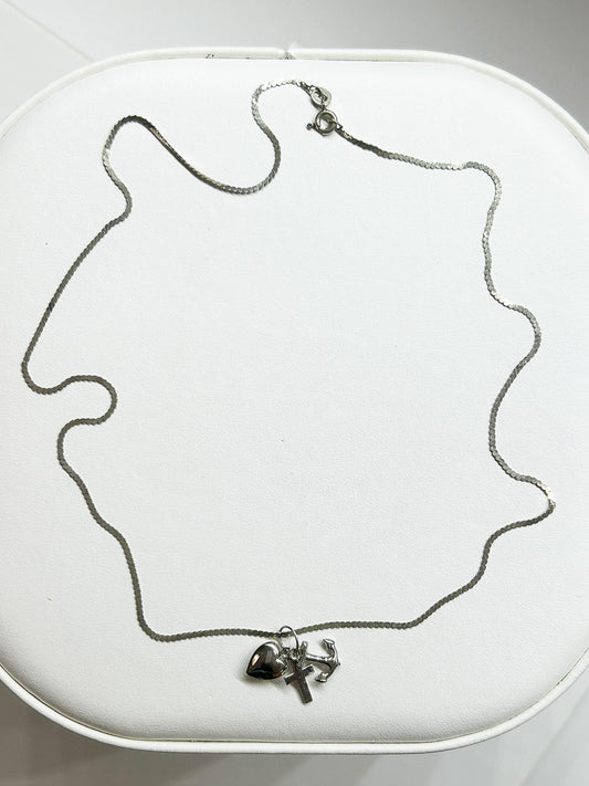 Sterling Silver Faith Hope & Love Necklace 925