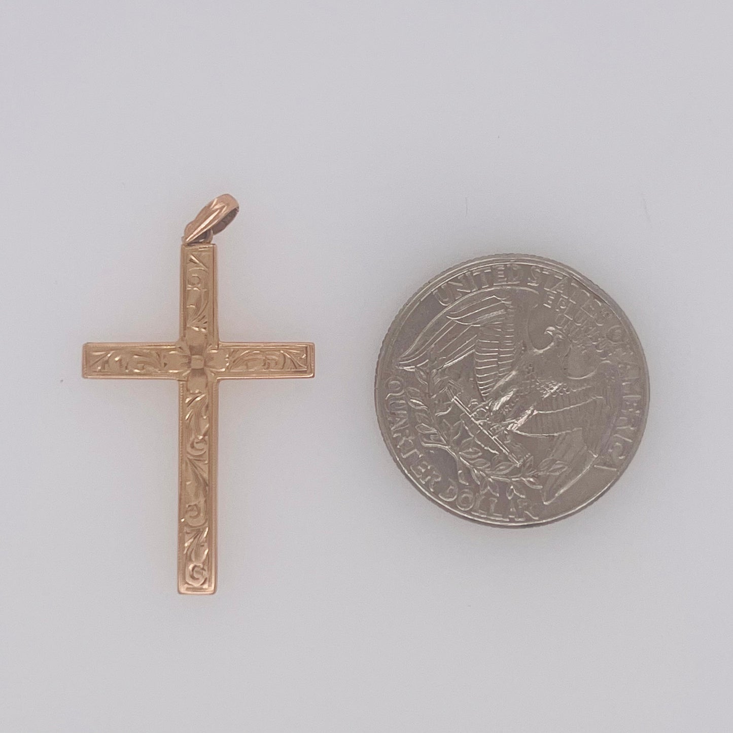 Antique 14k Floral Cross Pendant