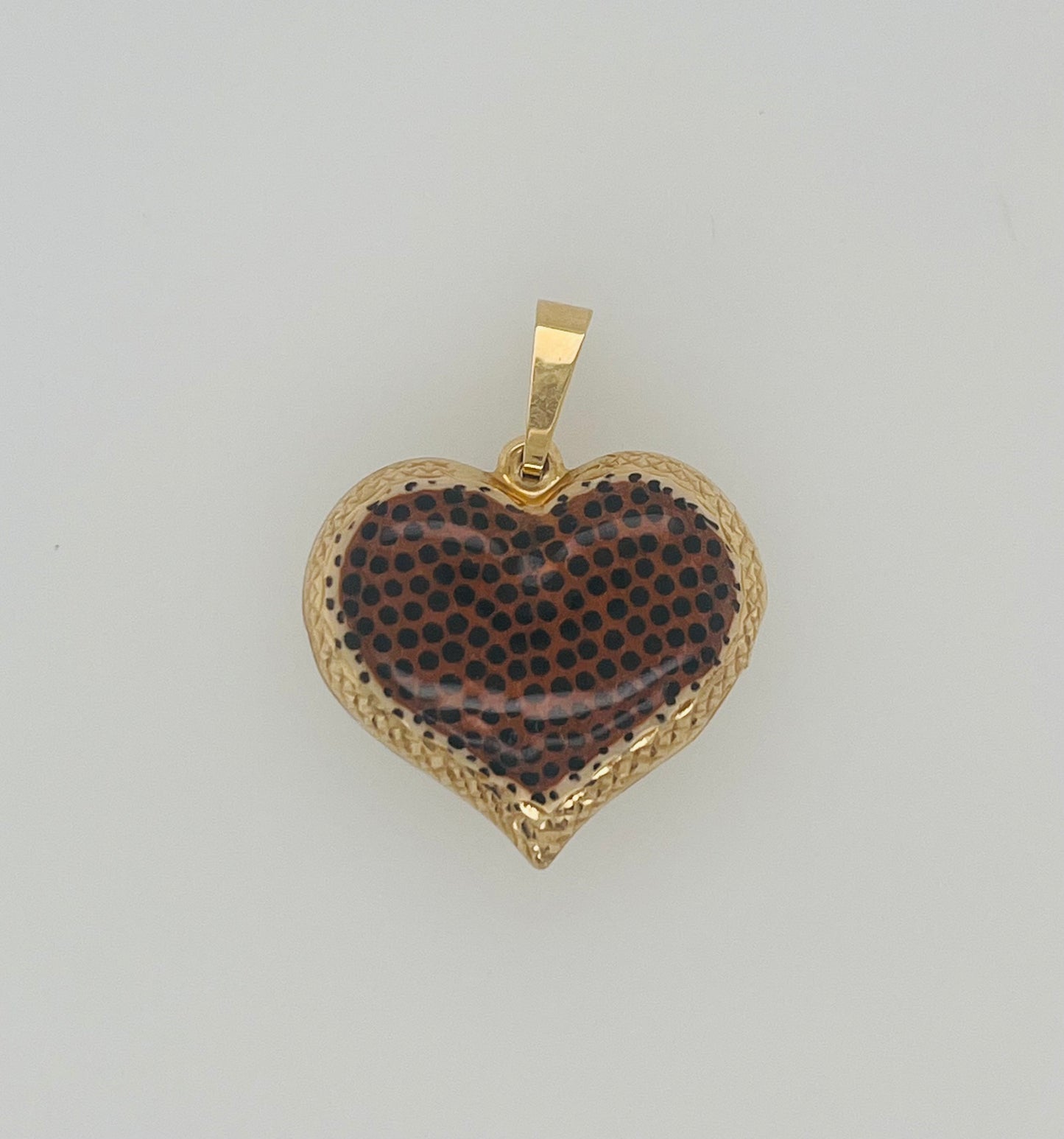 14k Reversible Enamel Puffy Heart Pendant