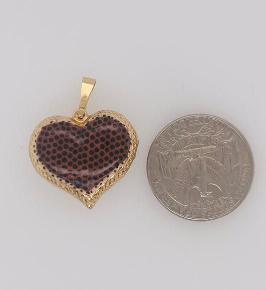 14k Reversible Enamel Puffy Heart Pendant