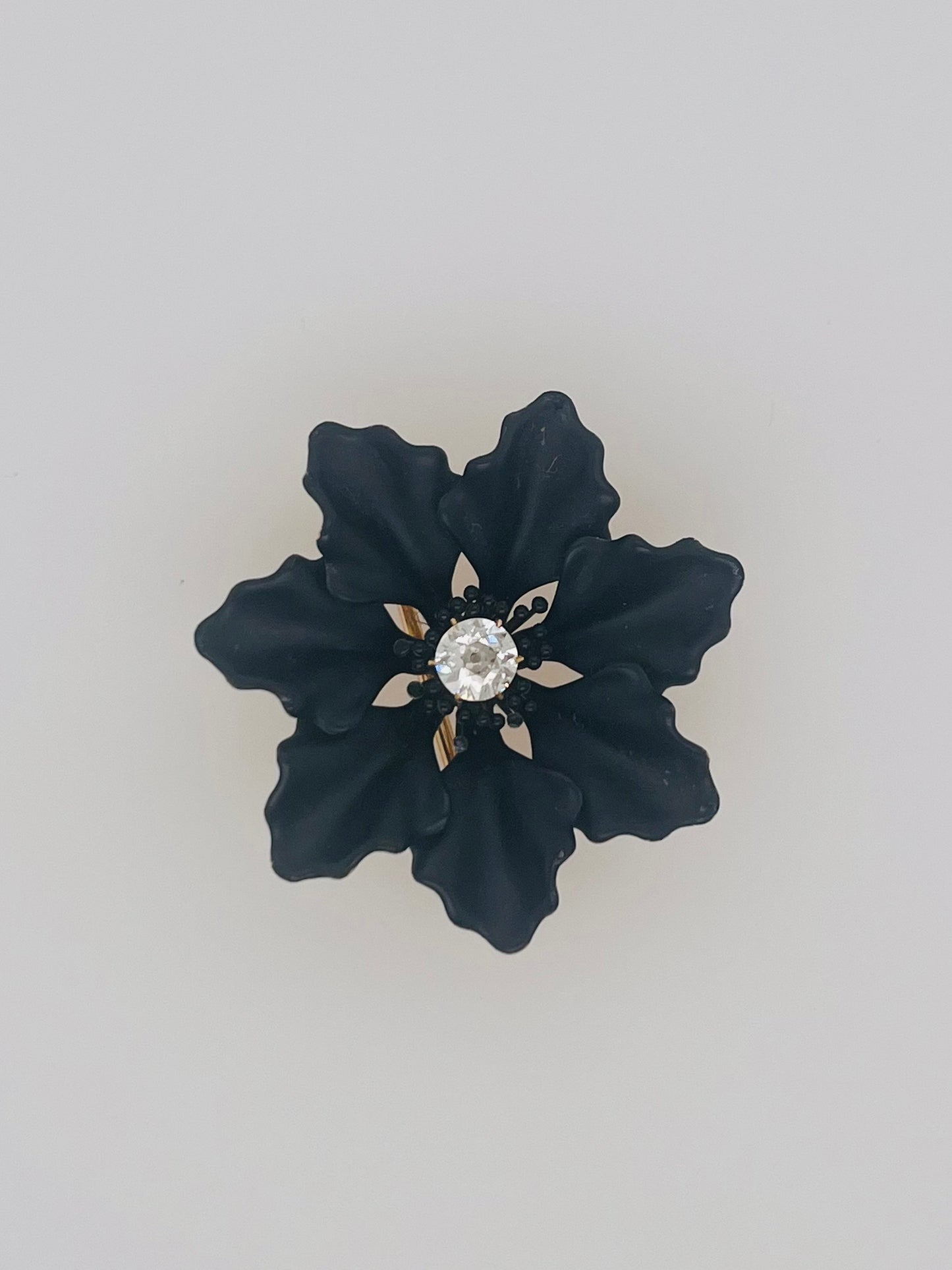 Vintage Enamel and Diamond Flower Brooch pin