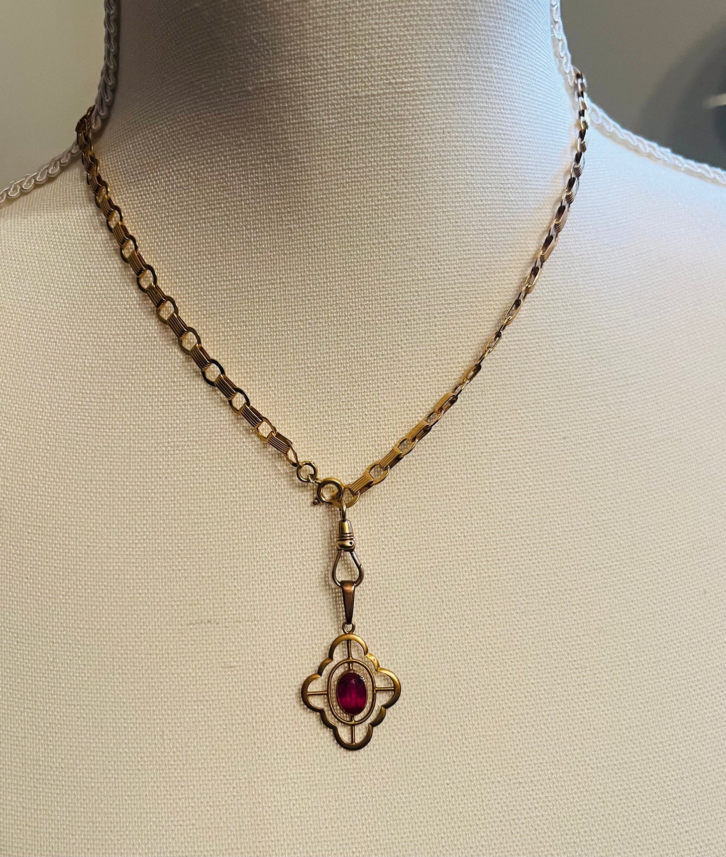 Antique Art Deco Ruby Pendant