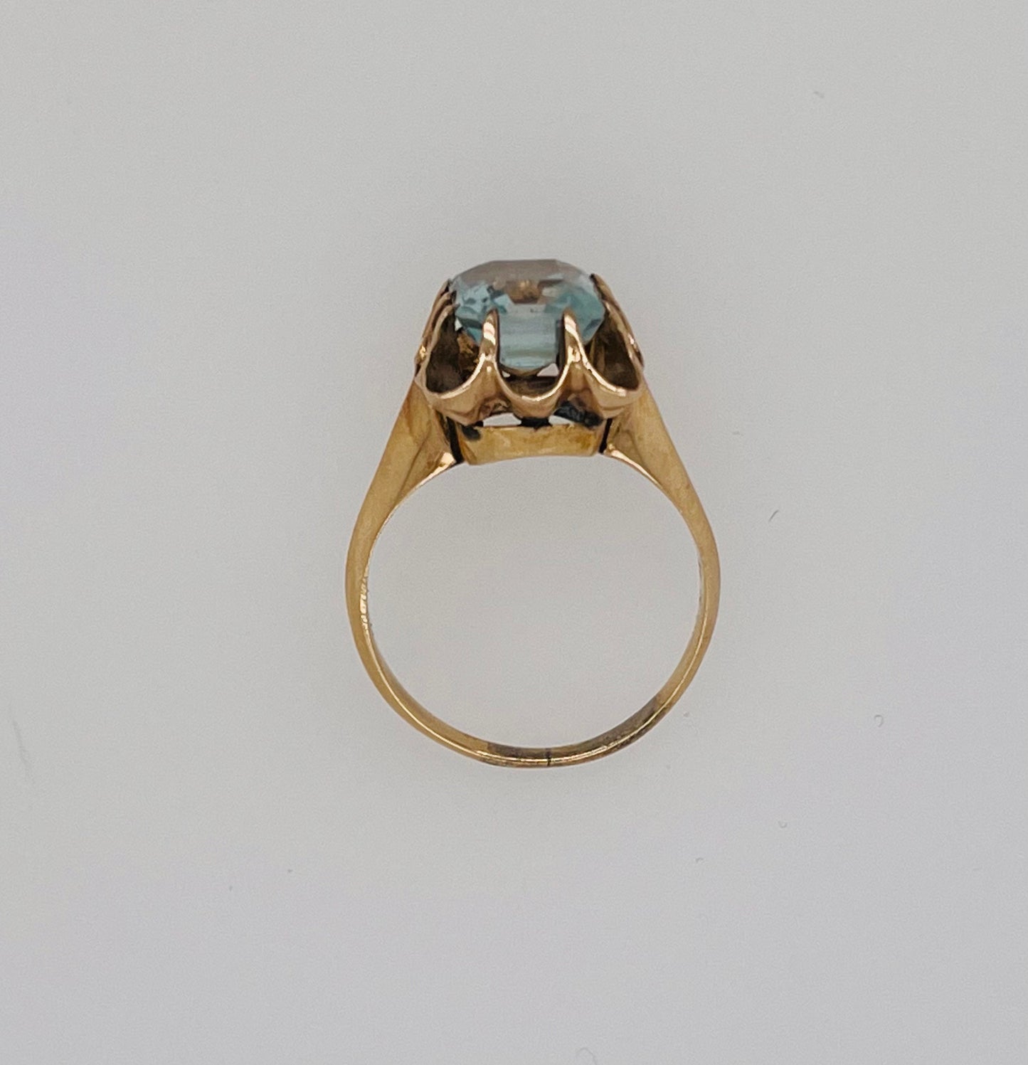 Antique Emerald Cut Aquamarine Ring