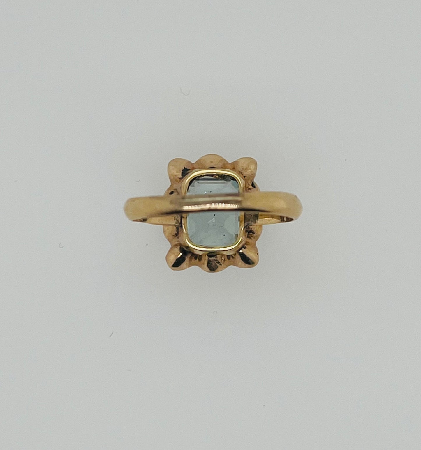 Antique Emerald Cut Aquamarine Ring