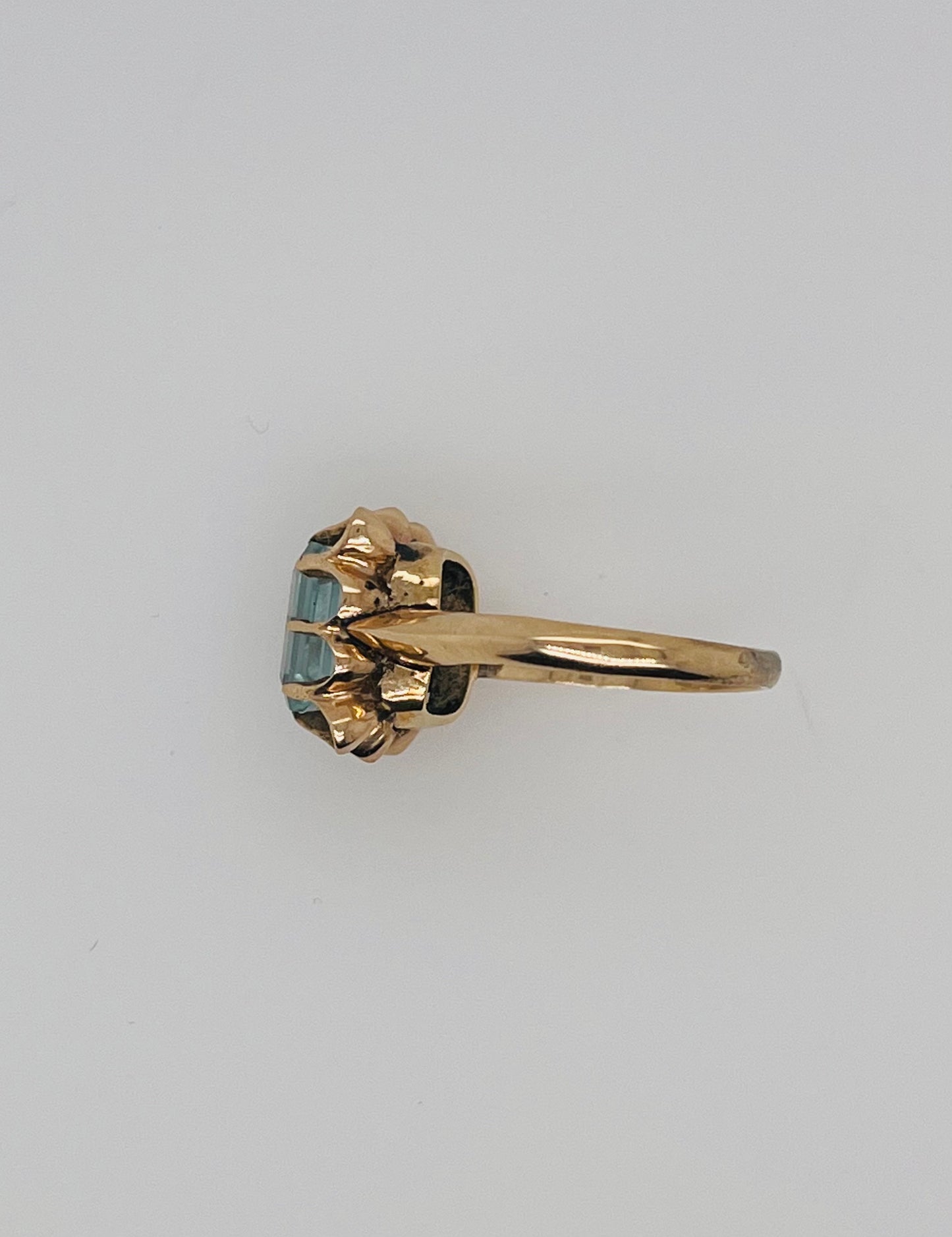 Antique Emerald Cut Aquamarine Ring