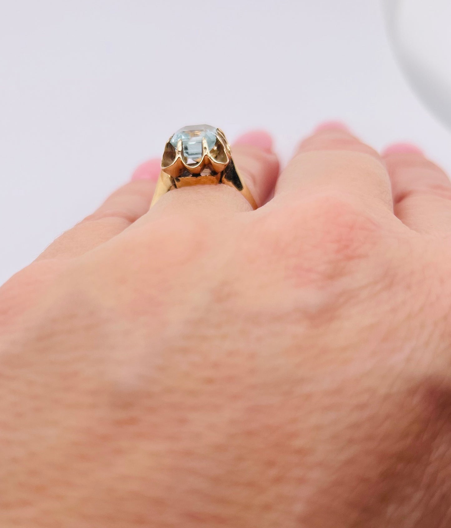 Antique Emerald Cut Aquamarine Ring