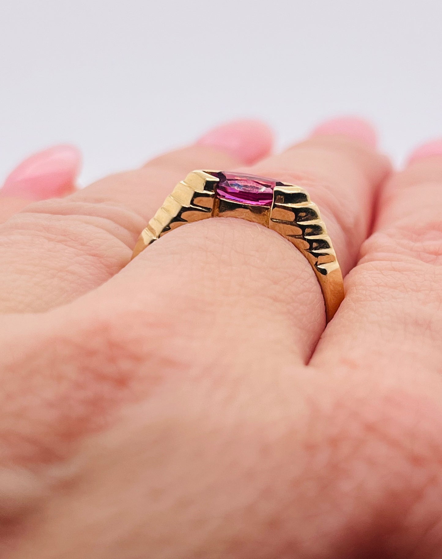 Modern Rhodolite Garnet Ring