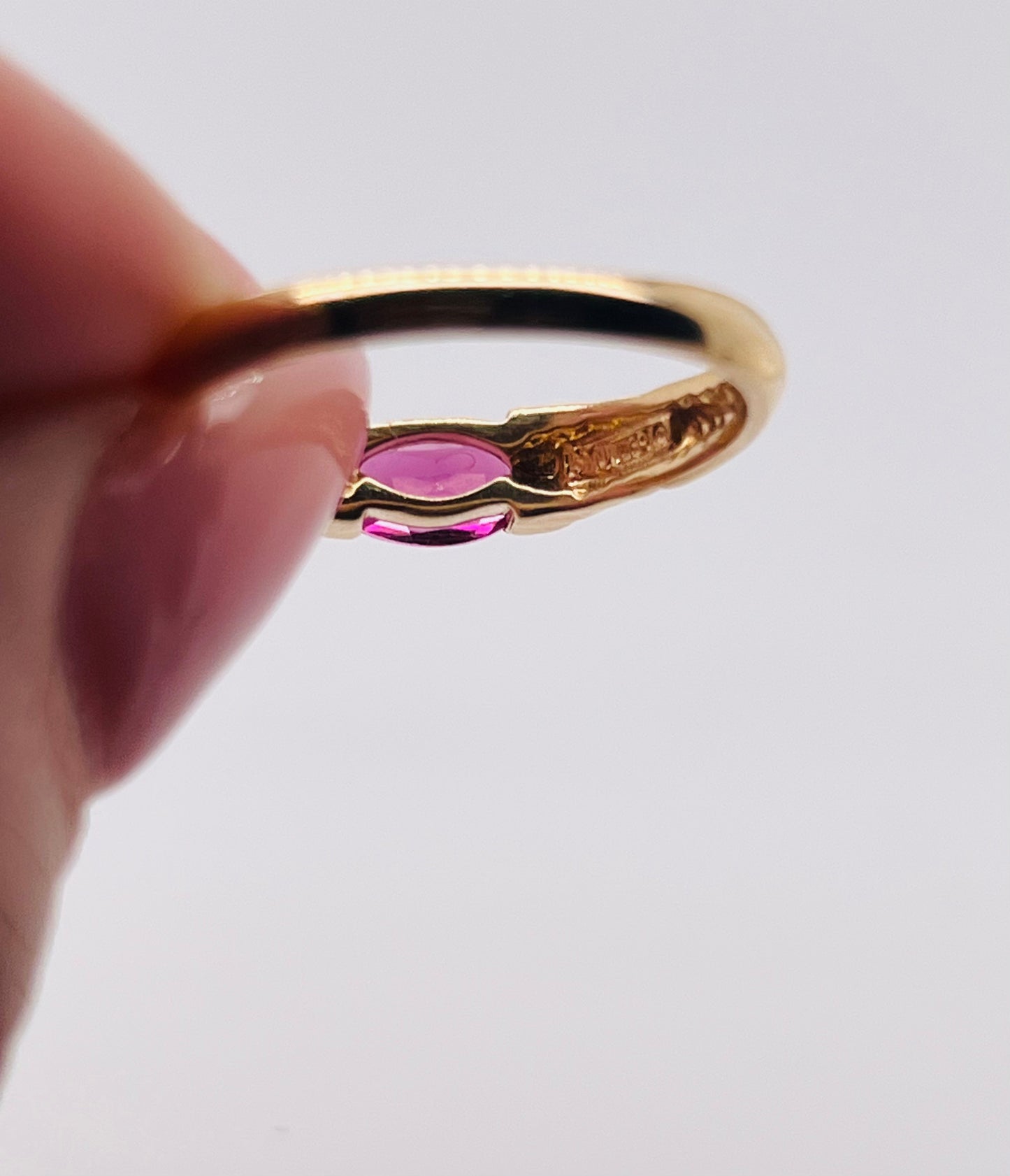 Modern East West Marquise Rhodolite Garnet 14k Gold Ring