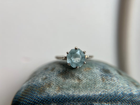 Antique Edwardian Old Cut Aquamarine Ring