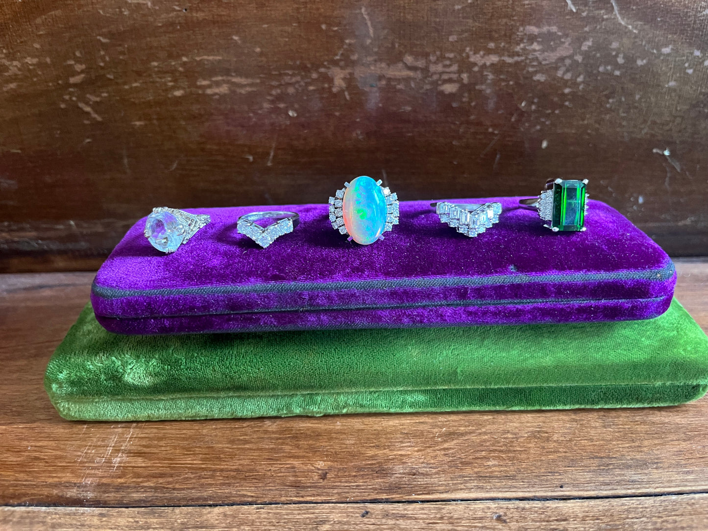 Stunning Platinum Green Tourmaline and Diamond Statement Ring