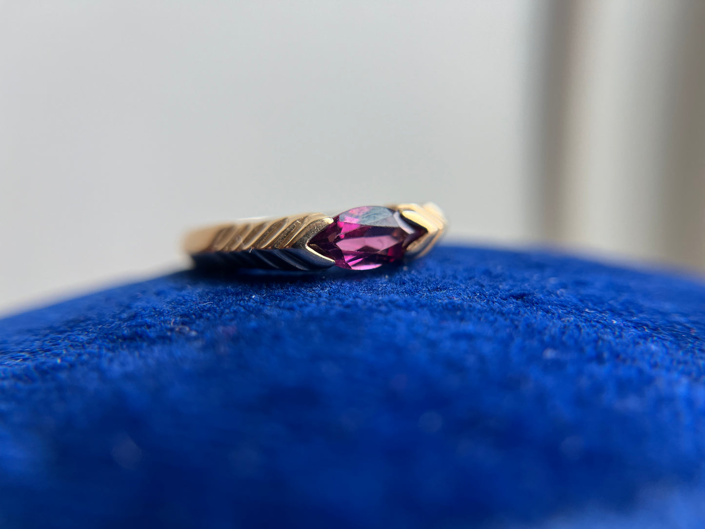 Modern East West Marquise Rhodolite Garnet 14k Gold Ring