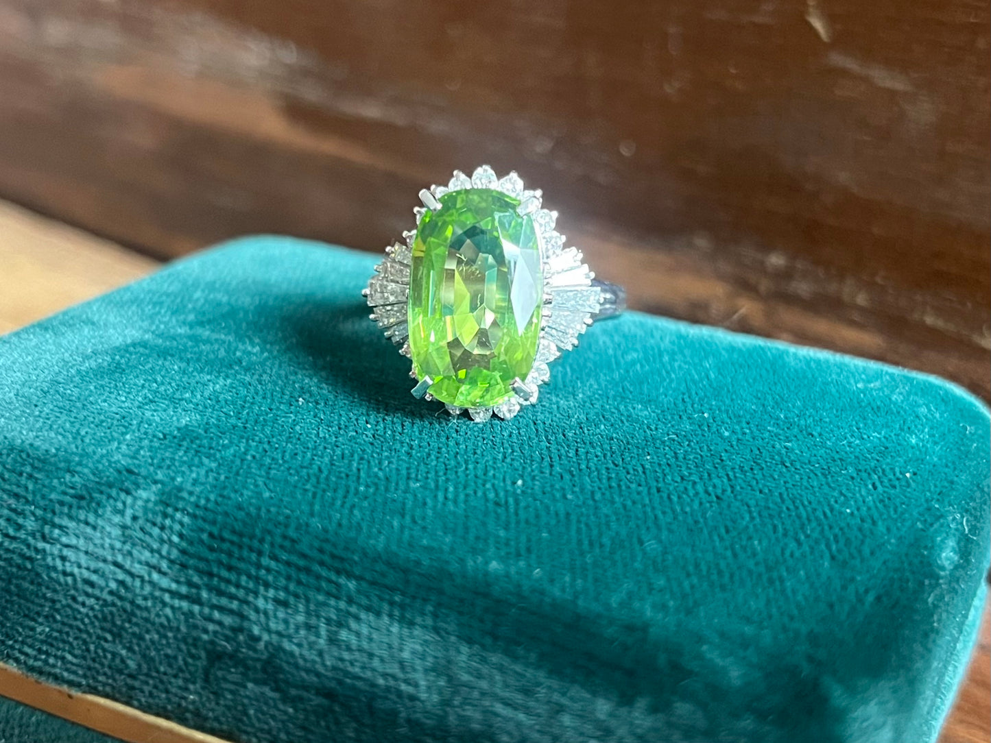 Stunning Peridot and Diamond Statement Ring