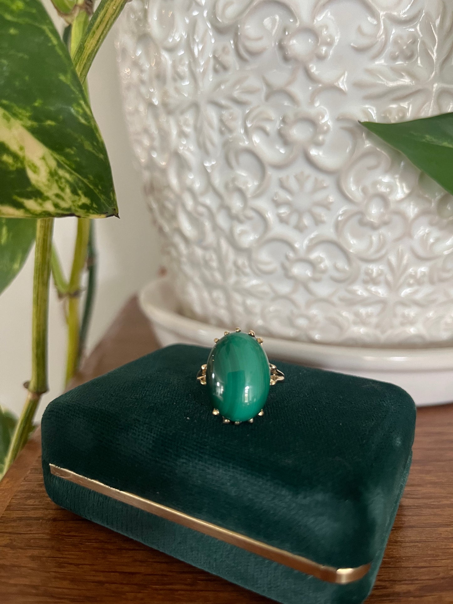 14k YG Malachite Ring