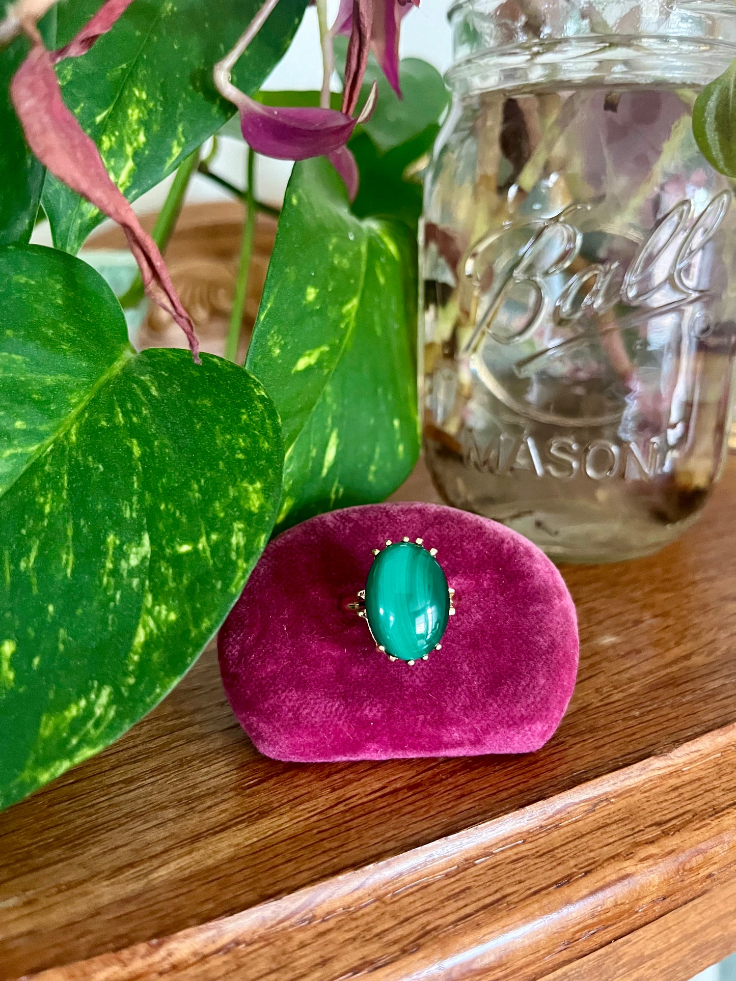 14k YG Malachite Ring