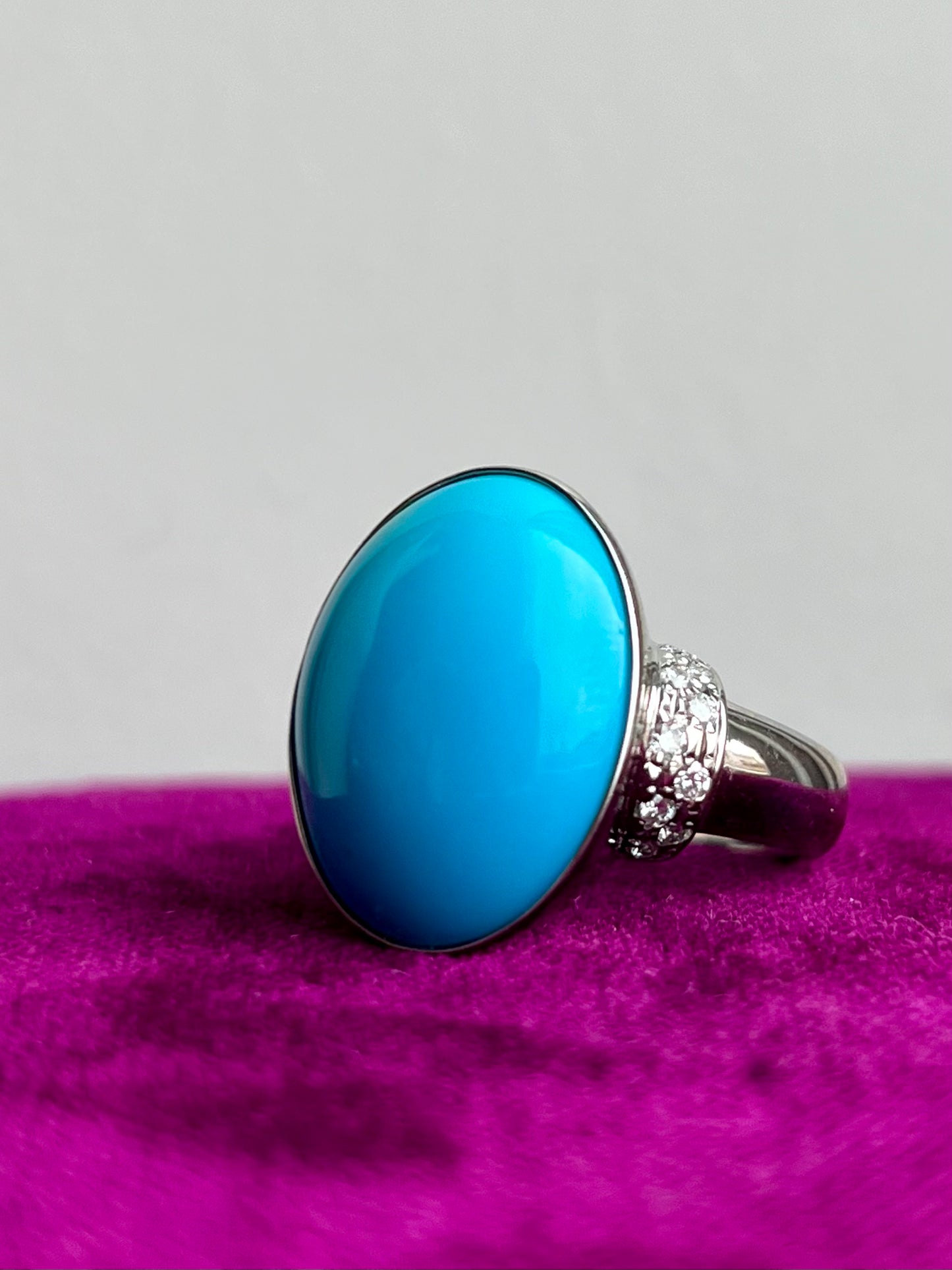 Turquoise and Diamond Statement Ring Platinum