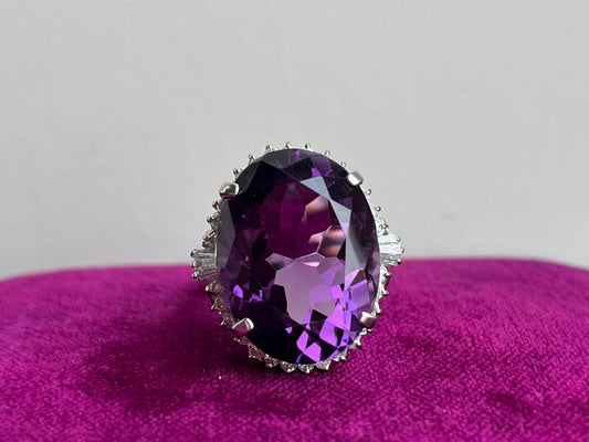 Huge 18ct Amethyst and Diamond Cocktail Ring
