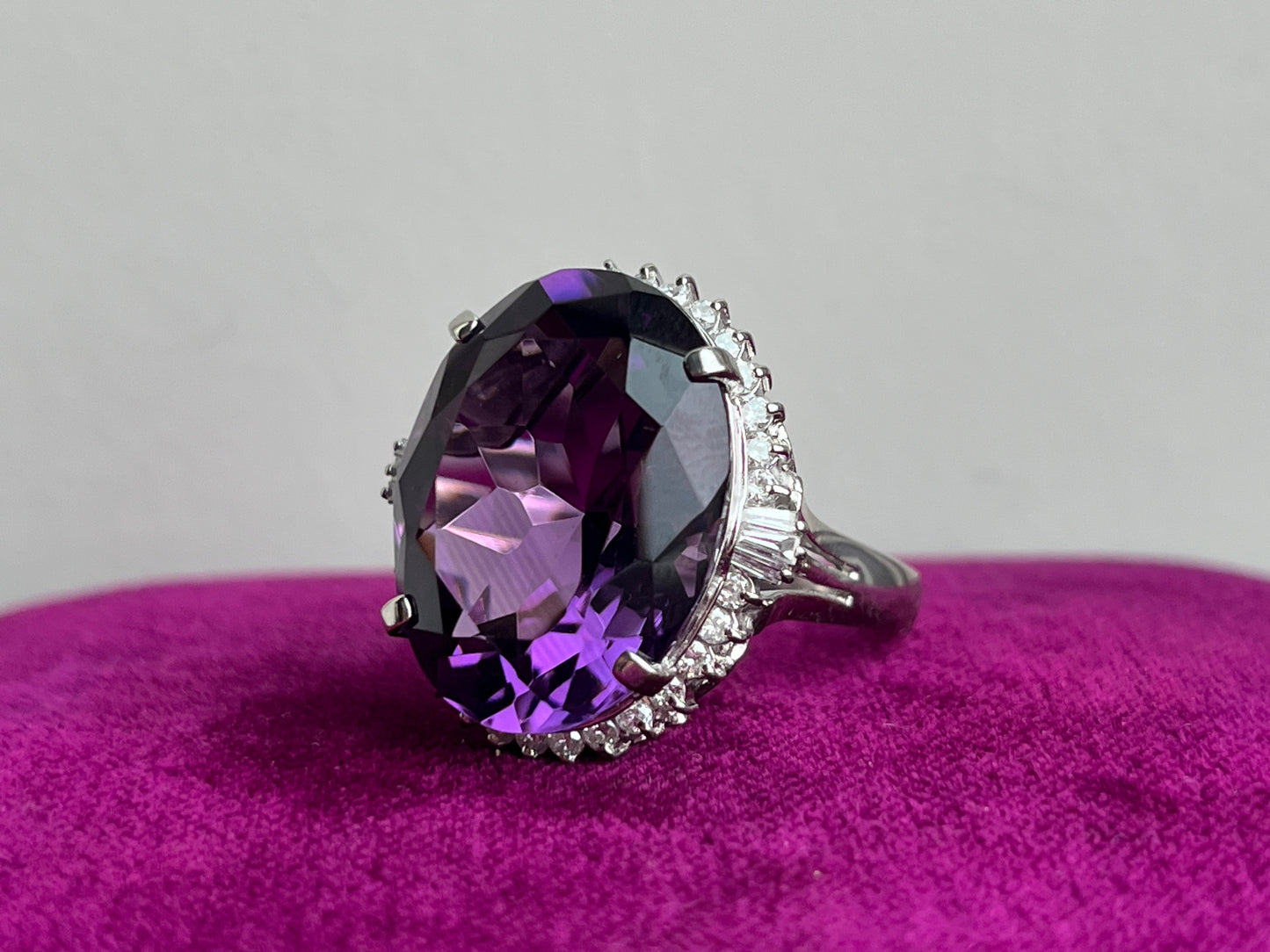 Huge 18ct Amethyst and Diamond Cocktail Ring