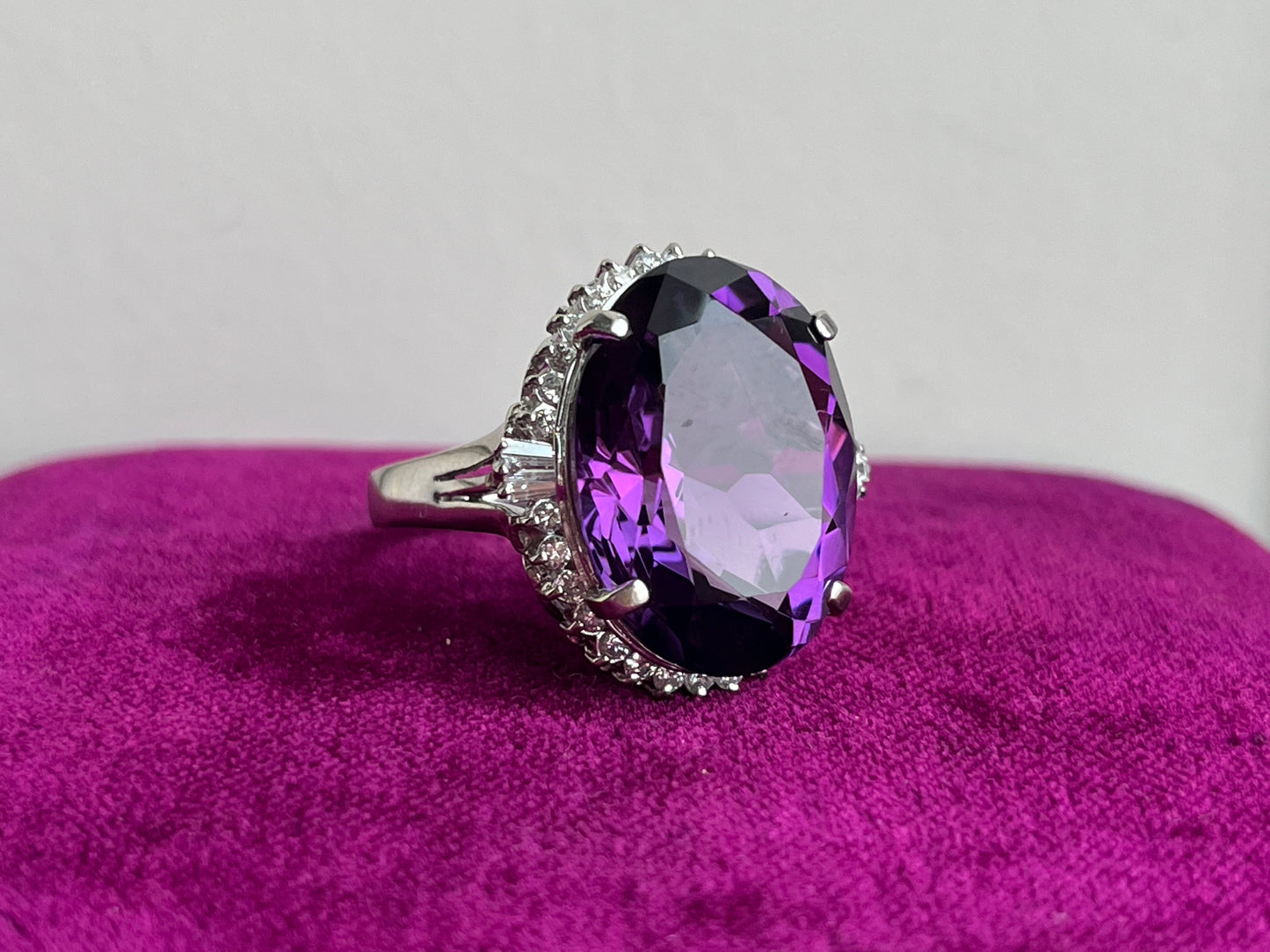 Huge 18ct Amethyst and Diamond Cocktail Ring