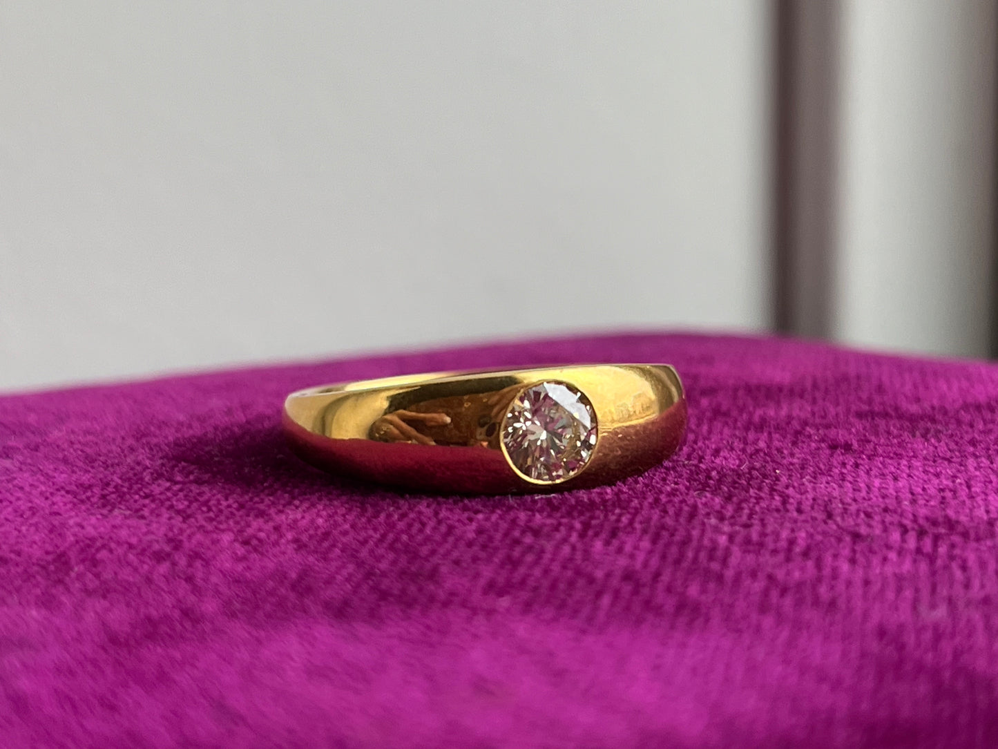 Gypsy style 24k Yellow Gold and .5ct Diamond Ring
