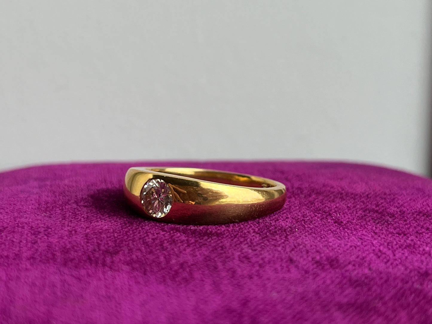 Gypsy style 24k Yellow Gold and .5ct Diamond Ring
