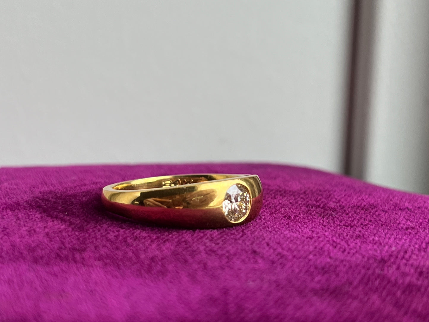 Gypsy style 24k Yellow Gold and .5ct Diamond Ring