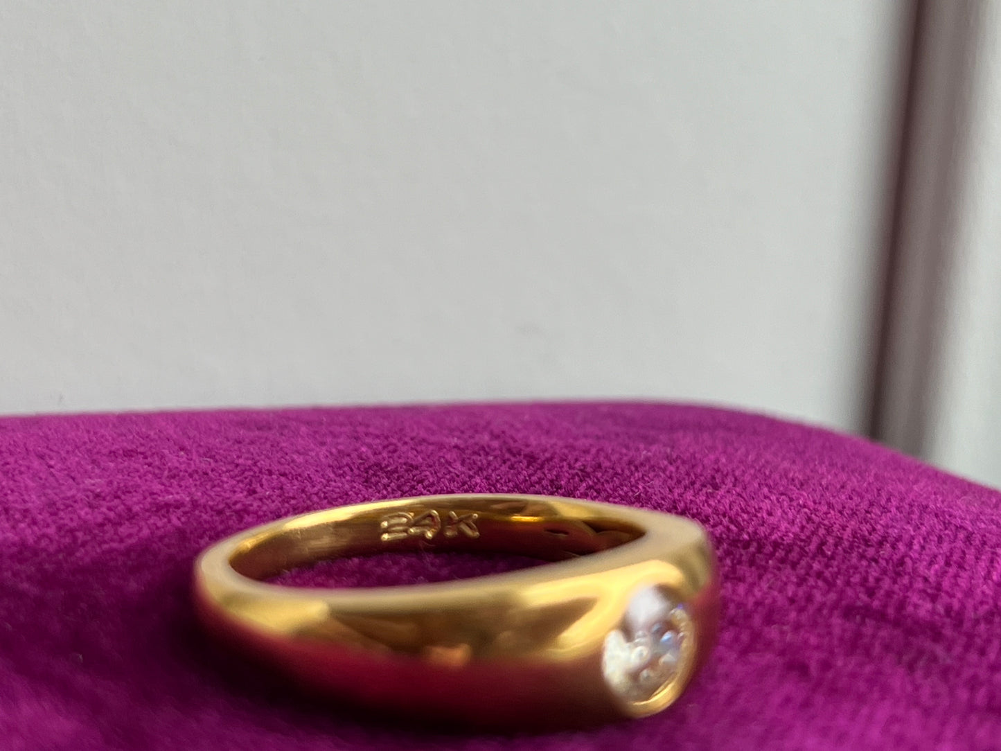 Gypsy style 24k Yellow Gold and .5ct Diamond Ring