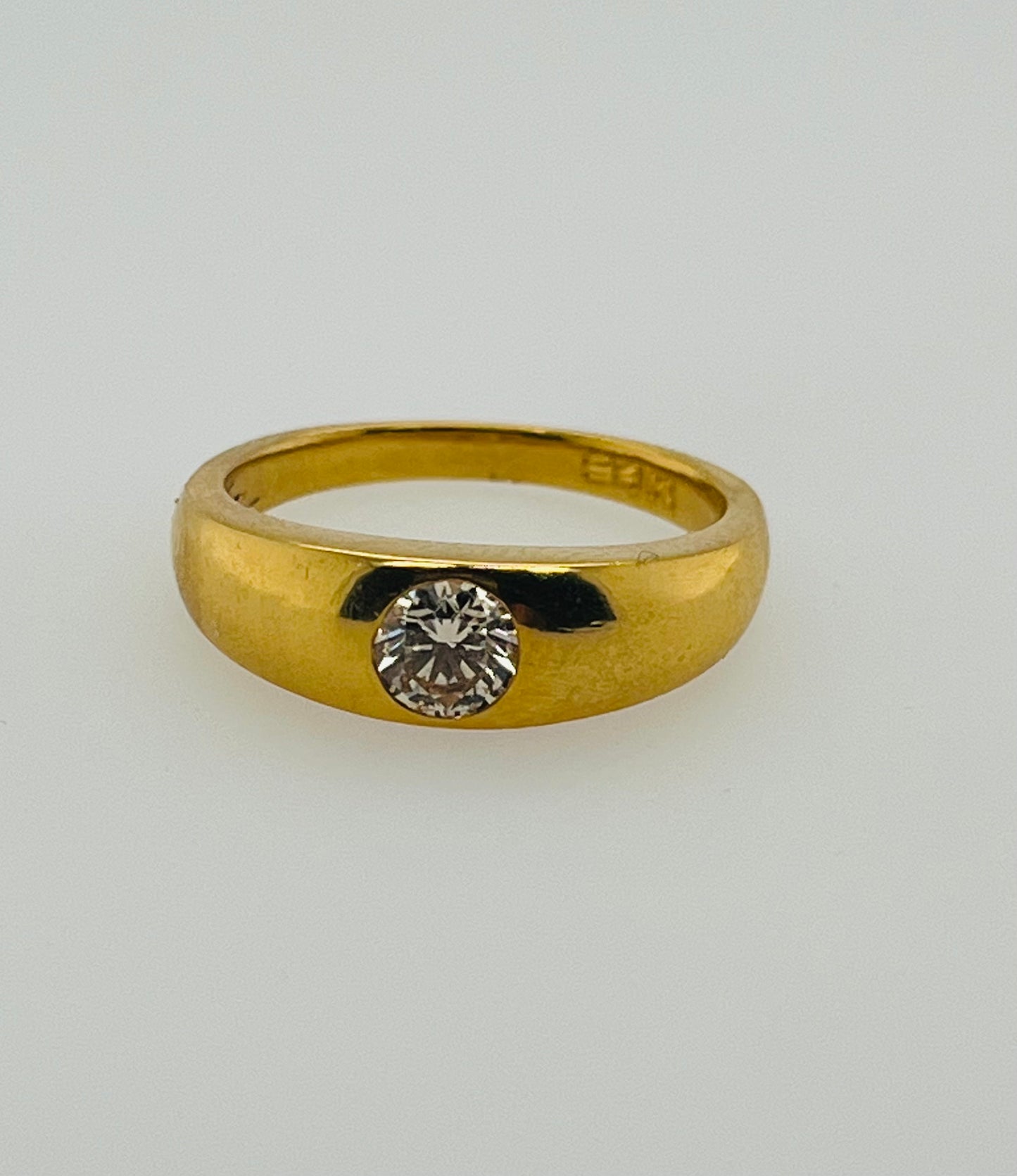 Gypsy style 24k Yellow Gold and .5ct Diamond Ring