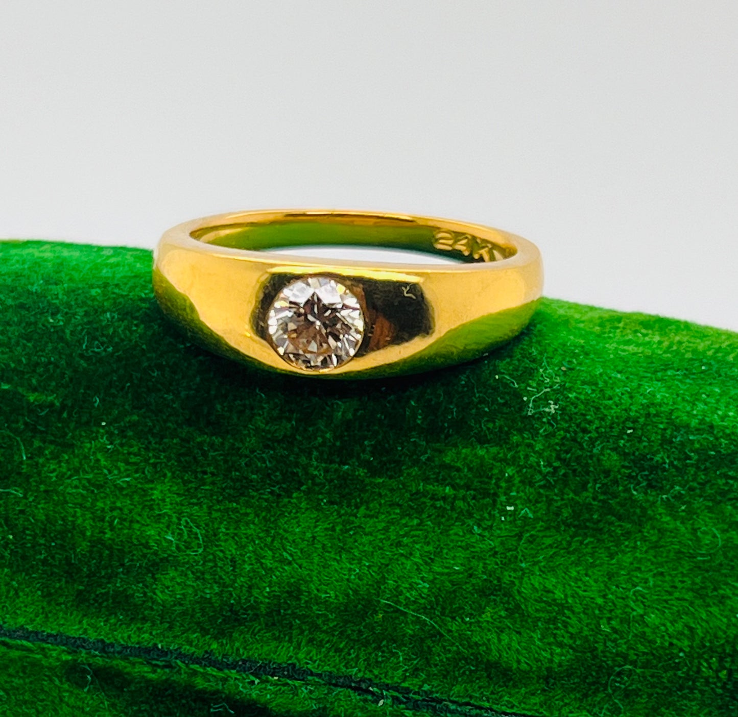 Gypsy style 24k Yellow Gold and .5ct Diamond Ring