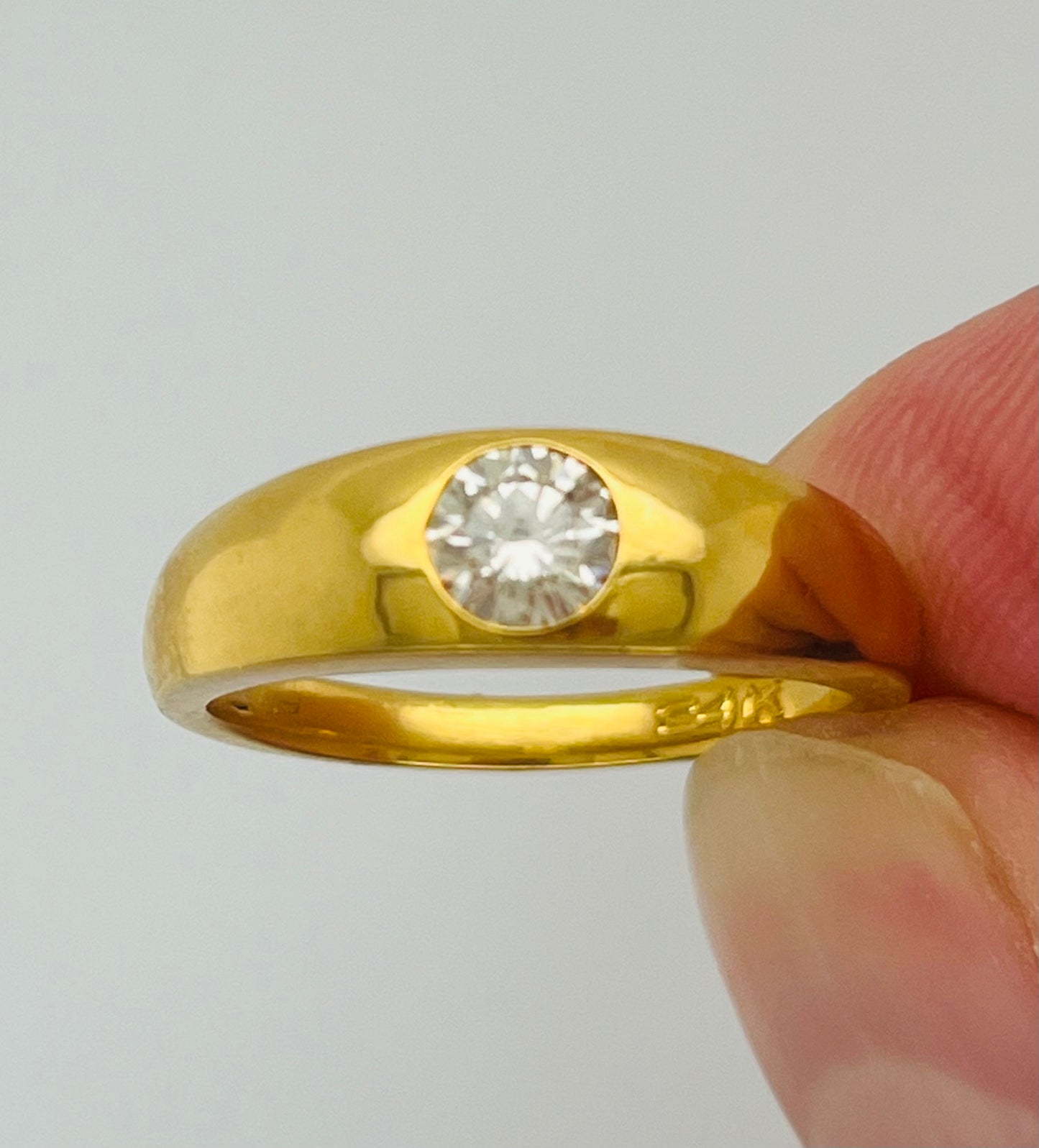 Gypsy style 24k Yellow Gold and .5ct Diamond Ring