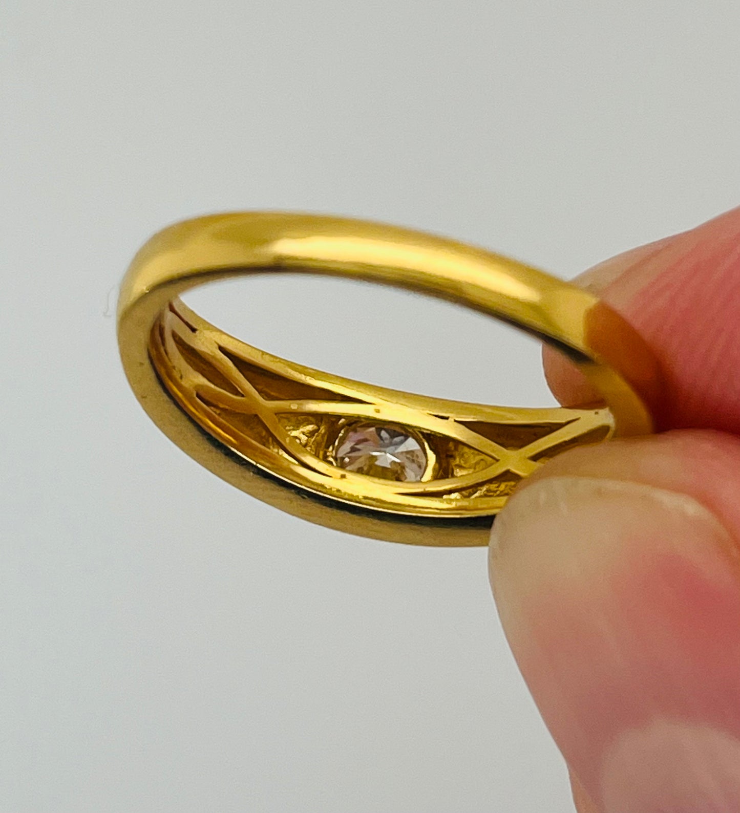 Gypsy style 24k Yellow Gold and .5ct Diamond Ring