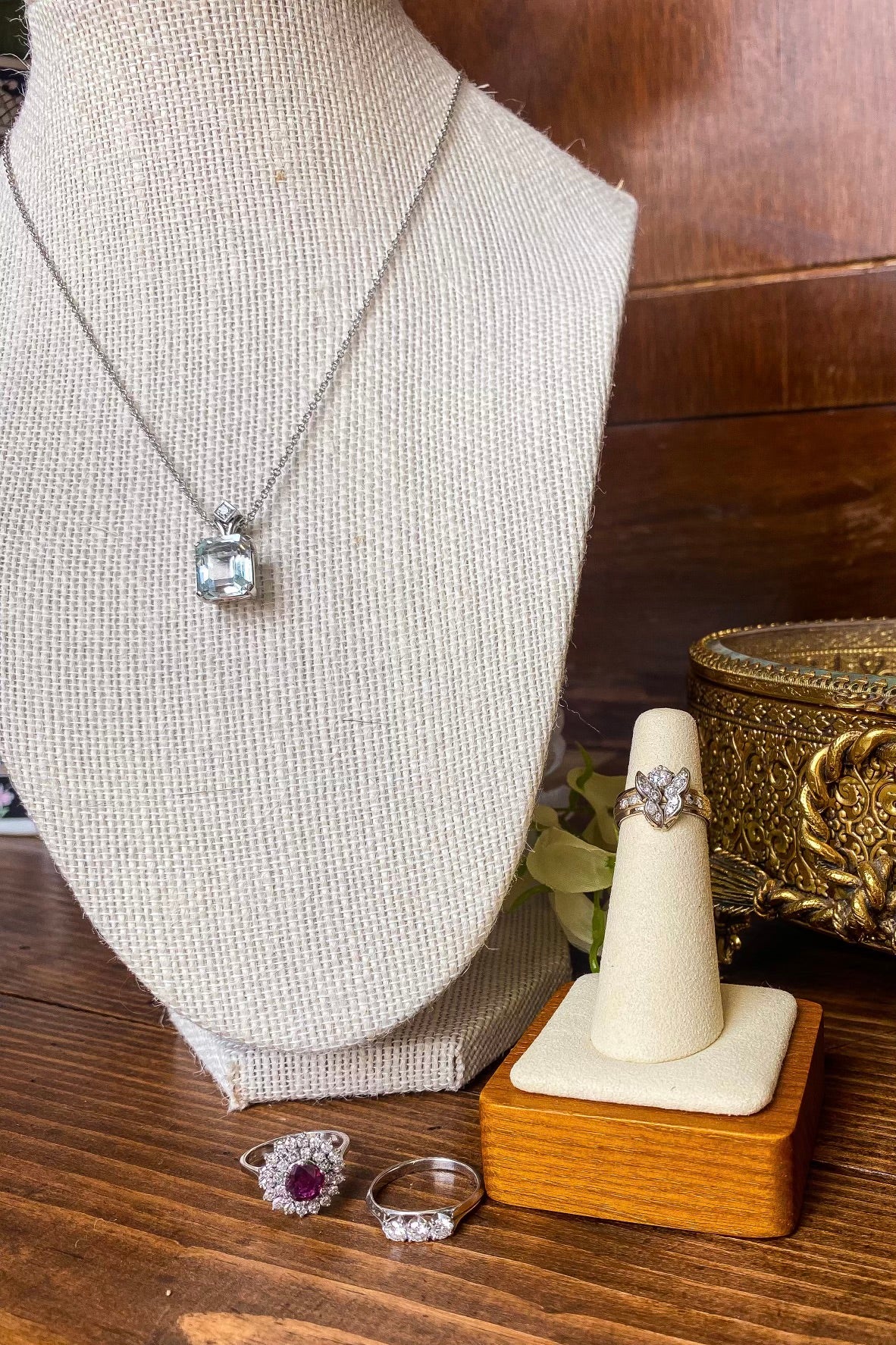 Aquamarine and Diamond Pendant Necklace