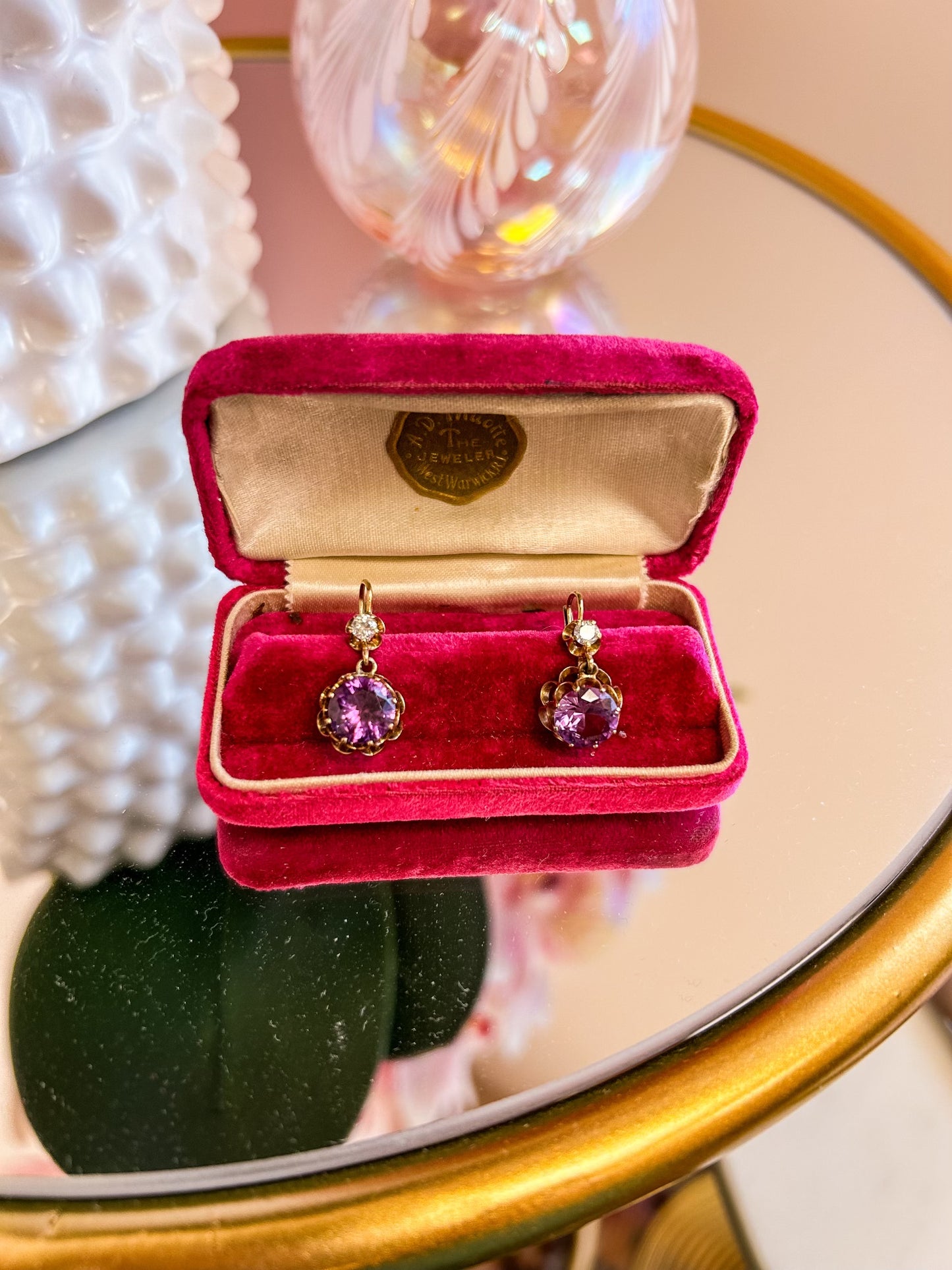 Amethyst Diamond Earrings