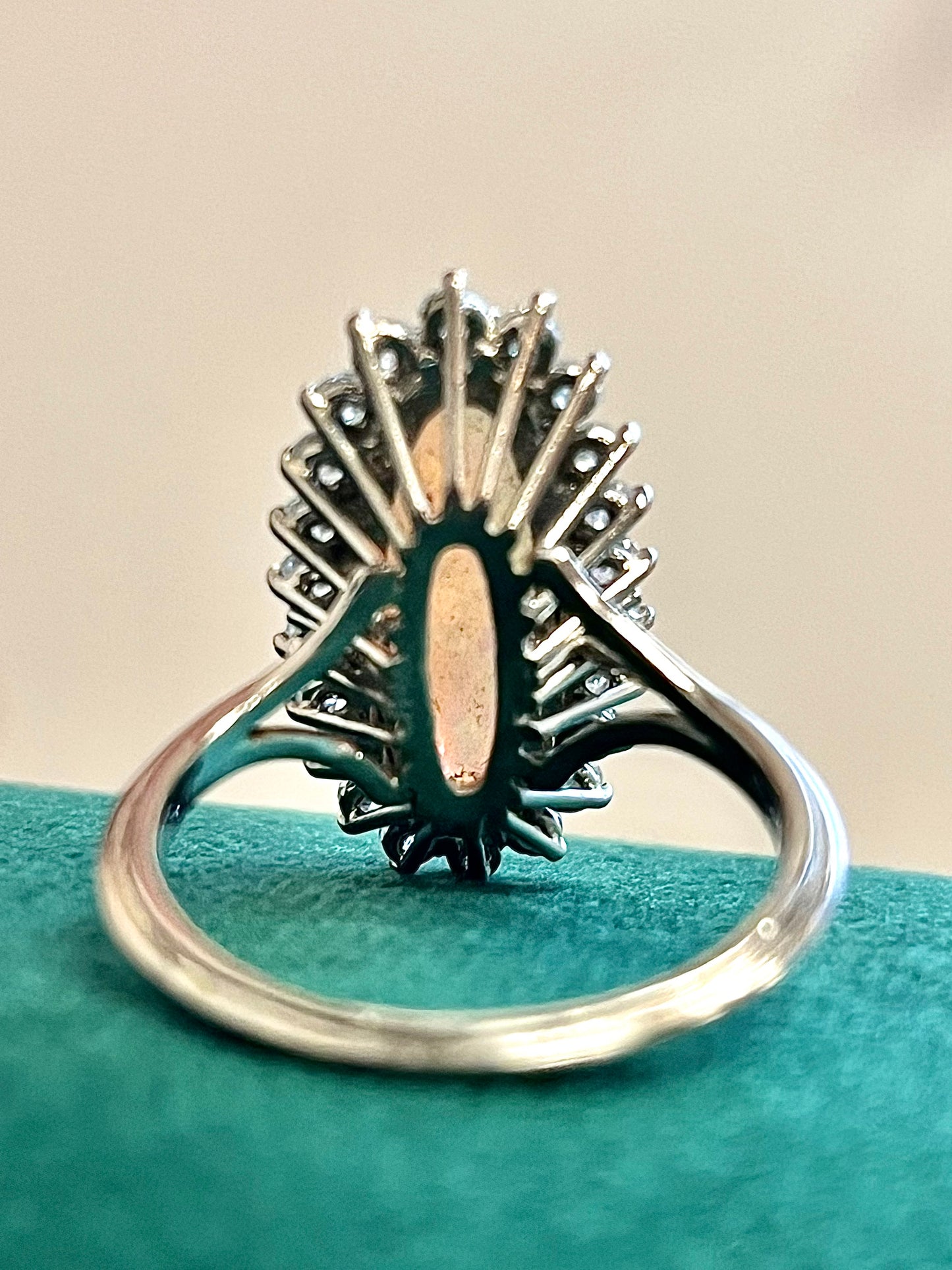 Vintage Platinum Opal and Diamond Ring