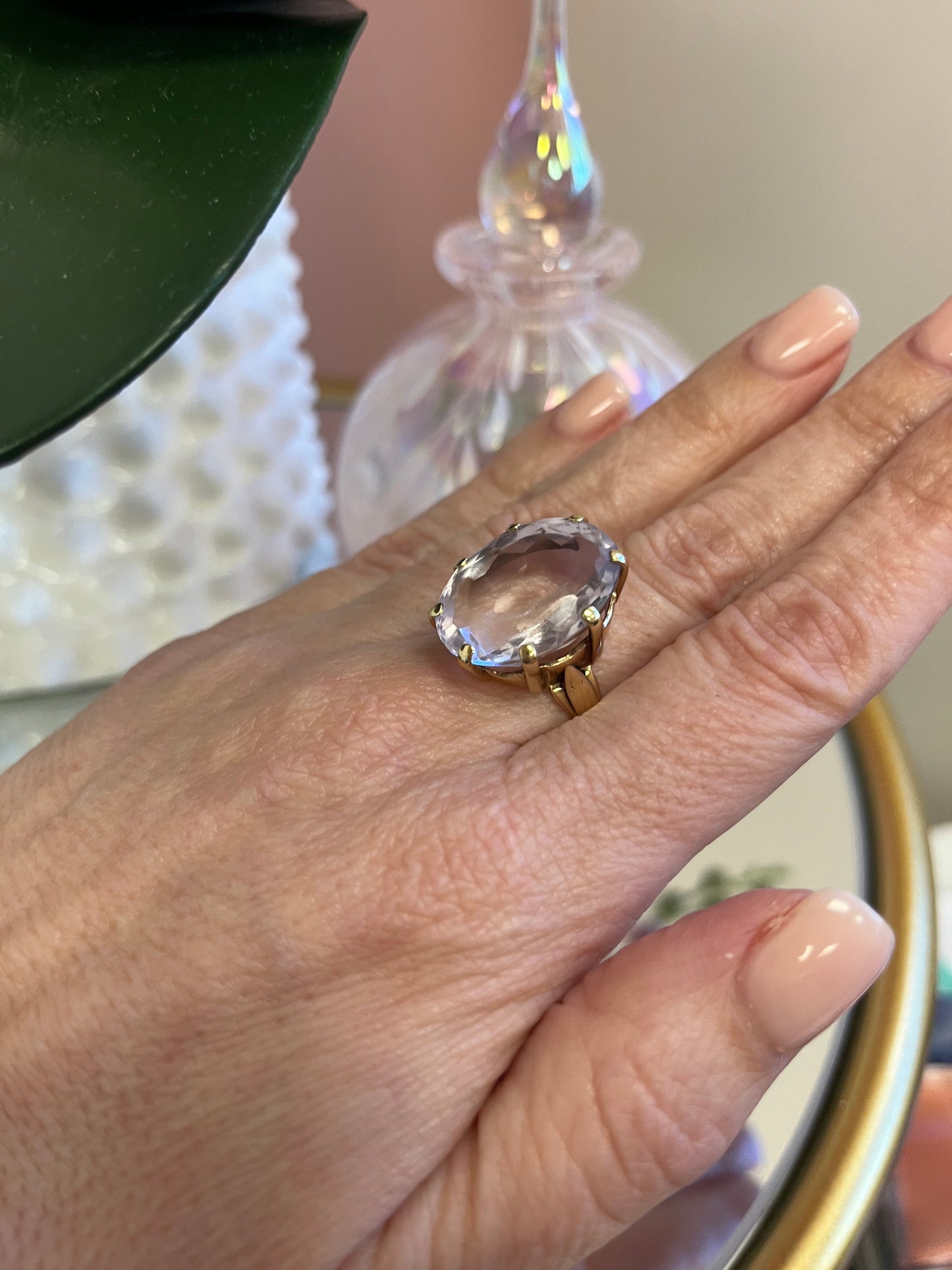 Vintage 14k Amethyst Ring Pop Rose de France Lilac