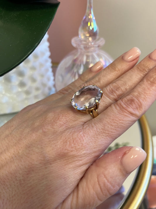 Vintage 14k Amethyst Ring Pop Rose de France Lilac