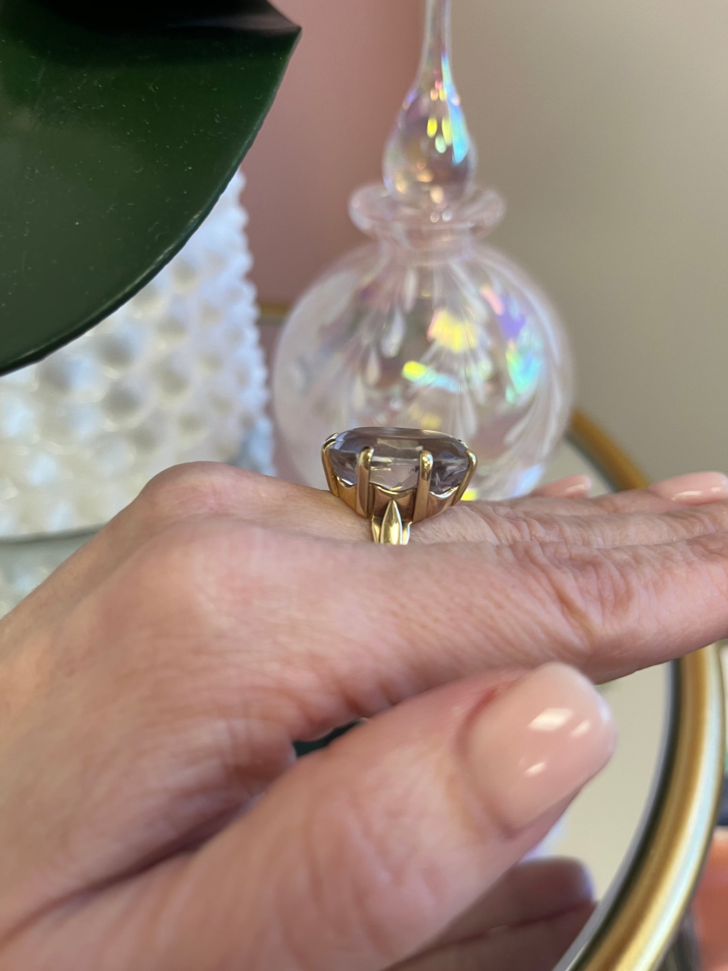 Vintage 14k Amethyst Ring Pop Rose de France Lilac
