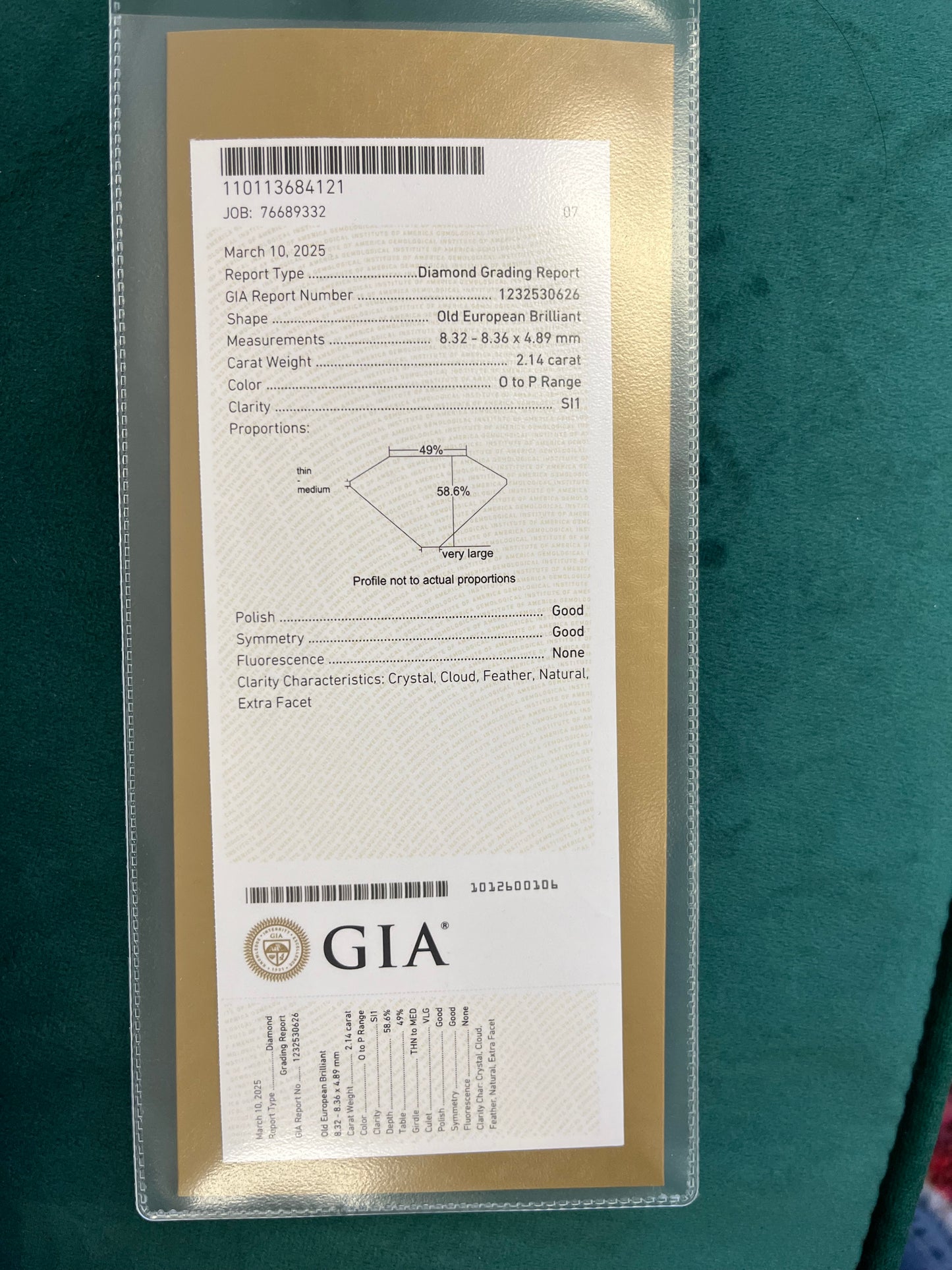 Antique Old European Cut Diamond Solitaire Ring GIA 2.14ctw