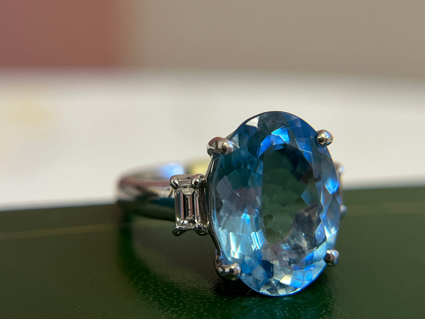Vintage Oval Aquamarine and Diamond Ring