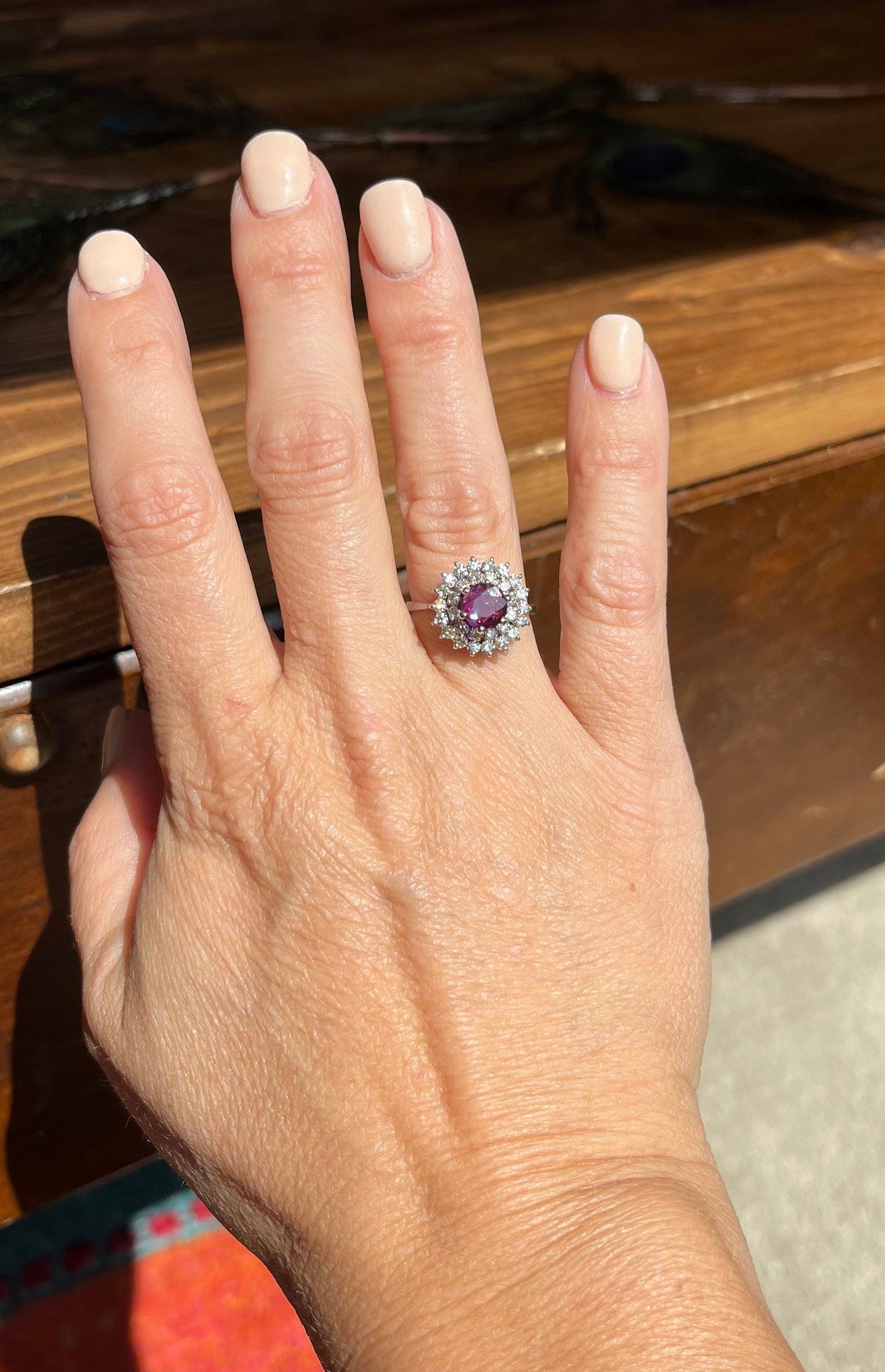 Ruby and Diamond Double Halo Ring