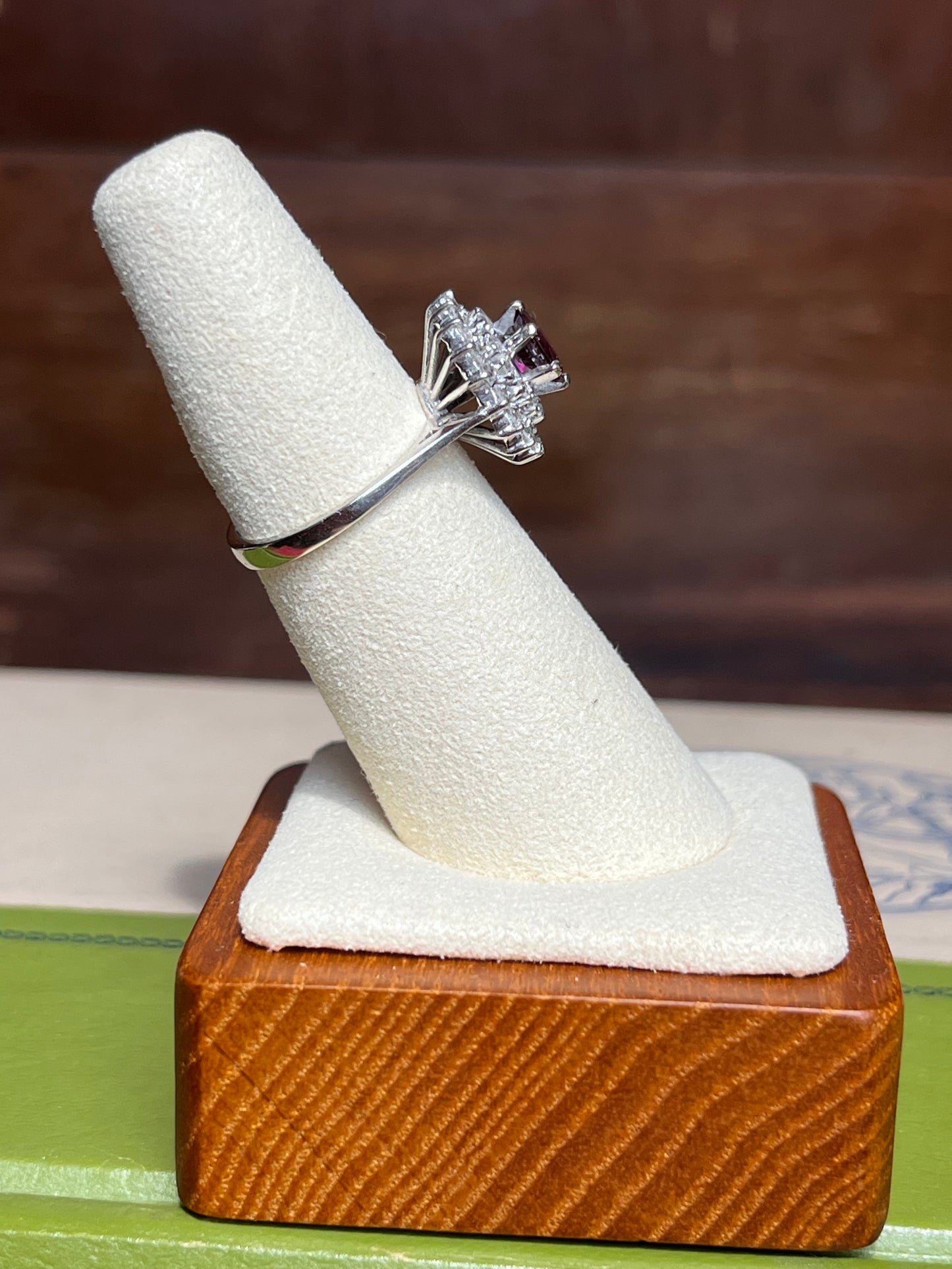 Ruby and Diamond Double Halo Ring
