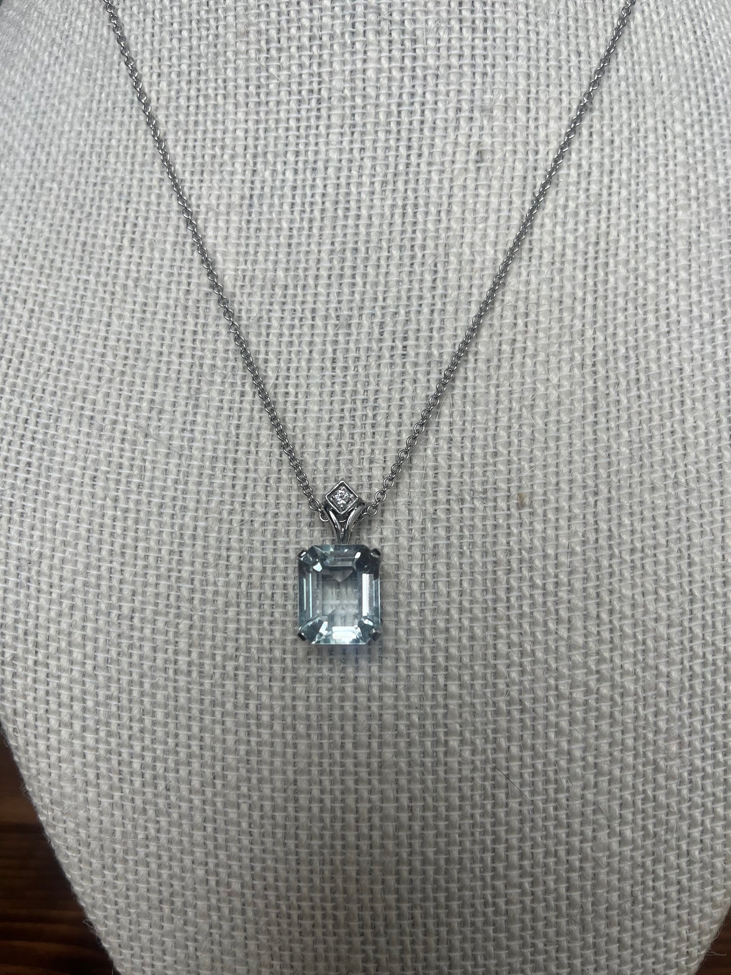 Aquamarine and Diamond Pendant Necklace