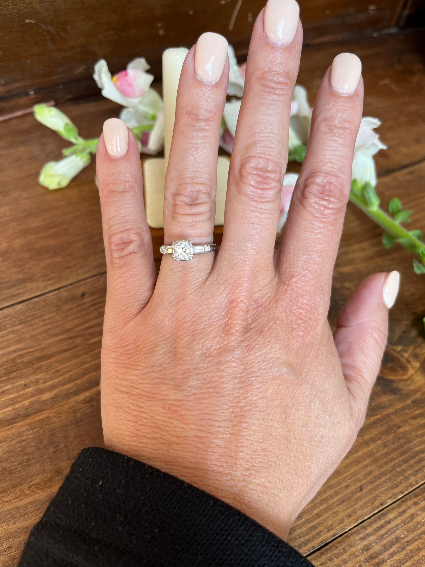 Classic Platinum Natural Diamond Engagement Ring