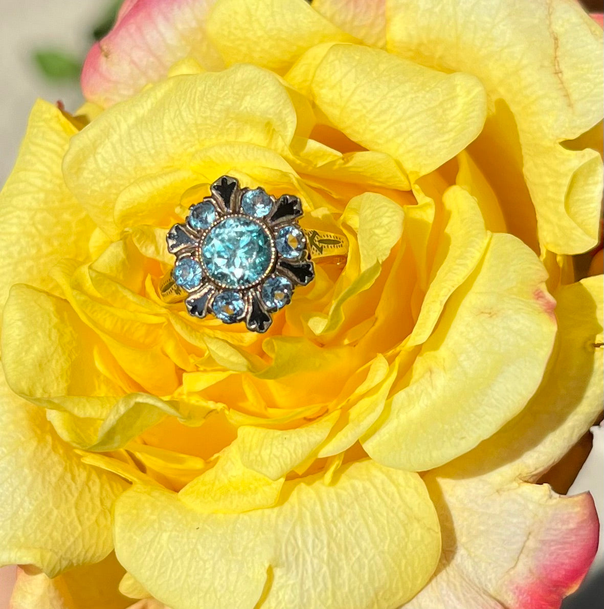 Georgian Zircon and Enamel Ring