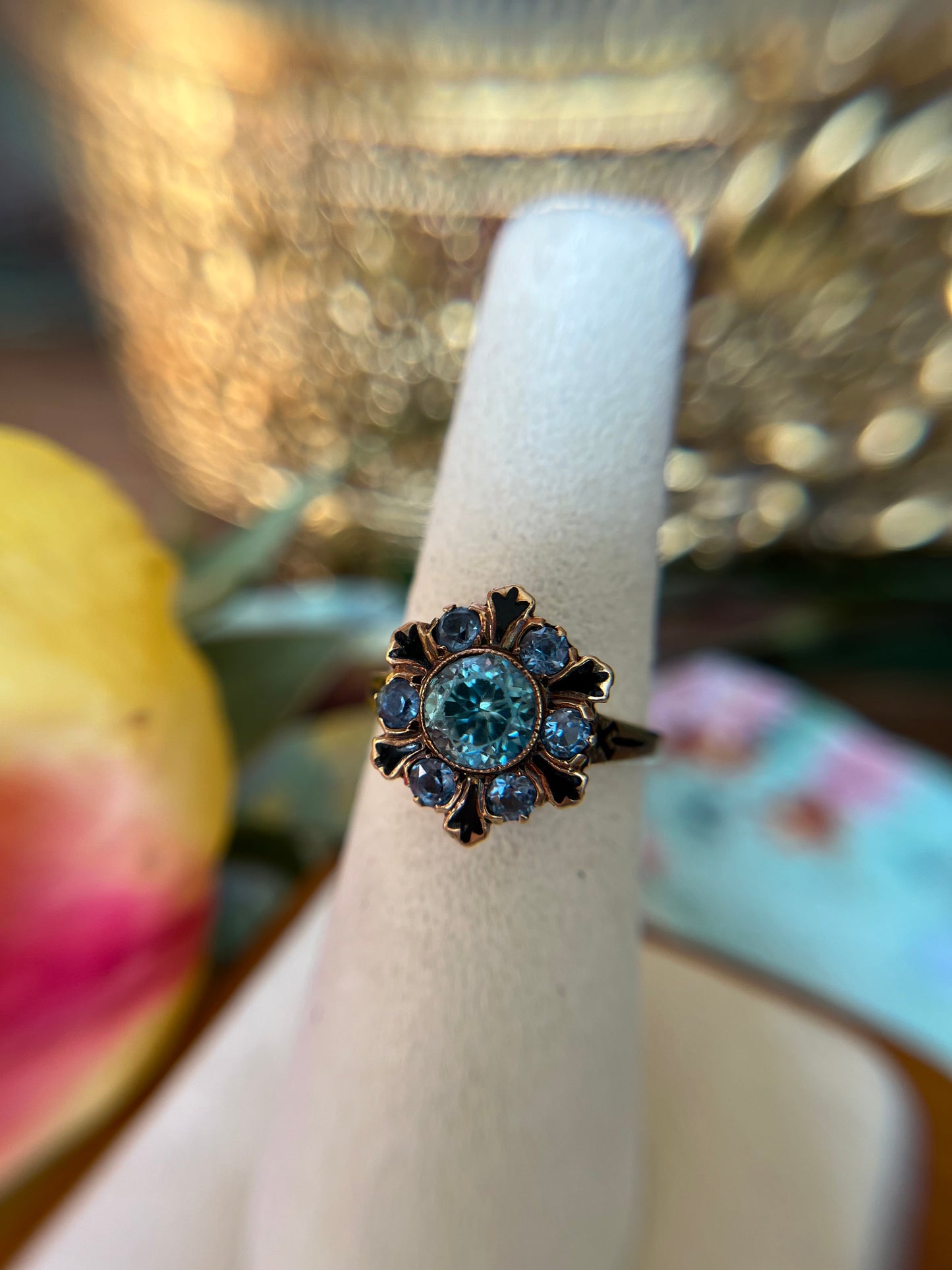 Georgian Zircon and Enamel Ring