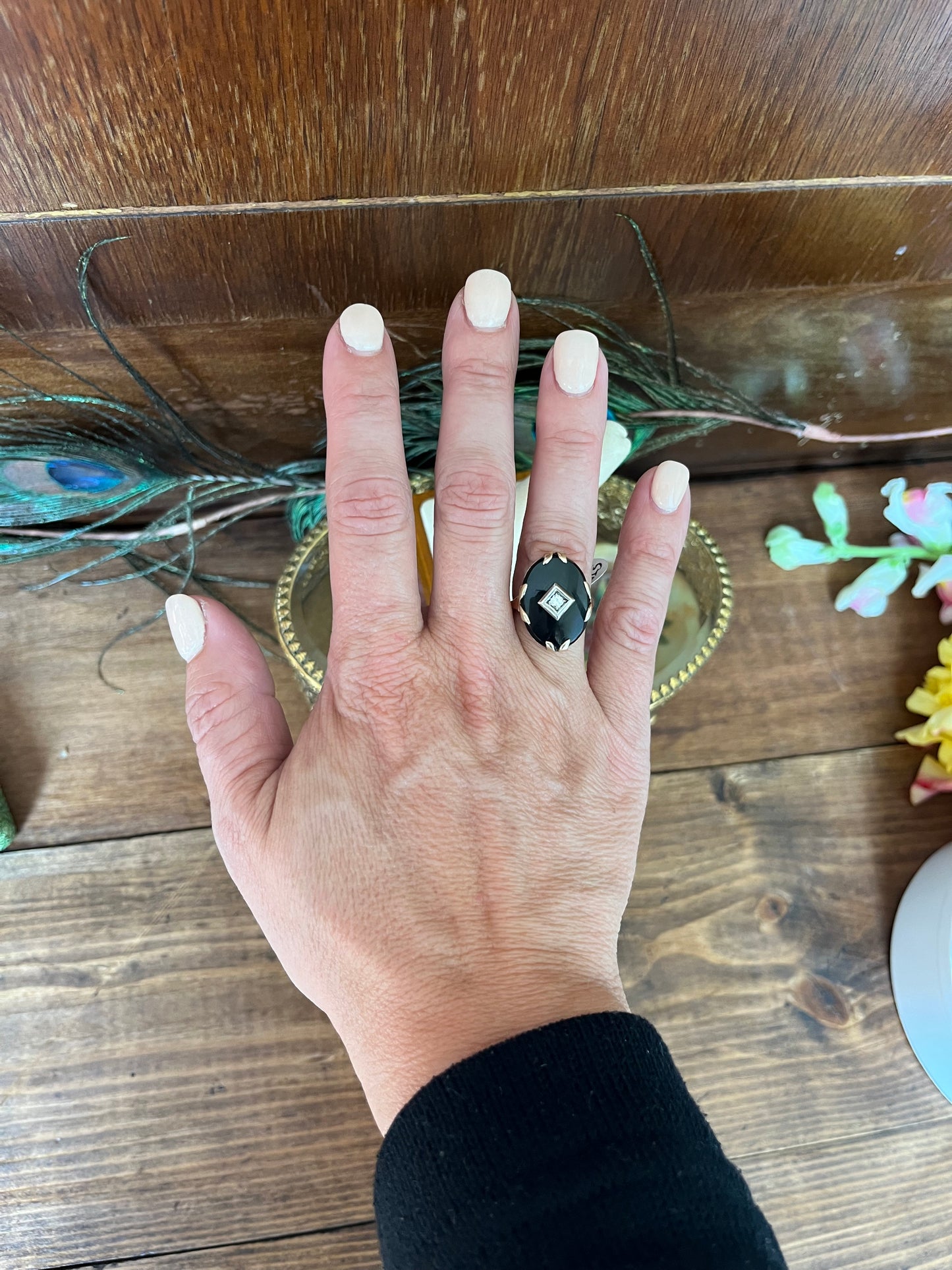 Vintage Onyx and Diamond Ring