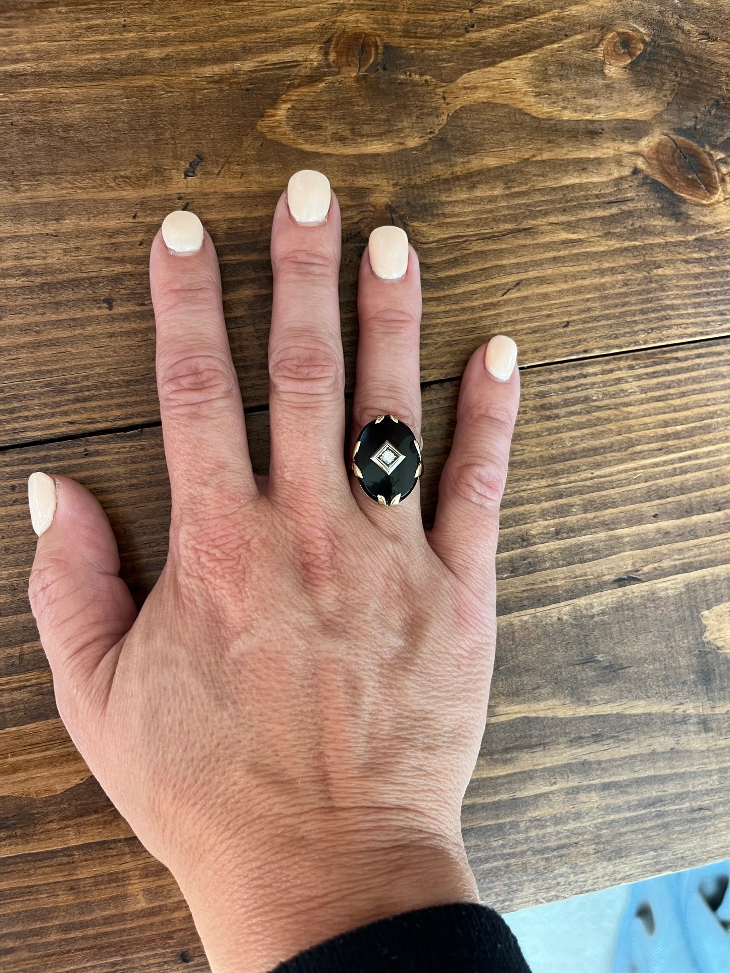 Vintage Onyx and Diamond Ring