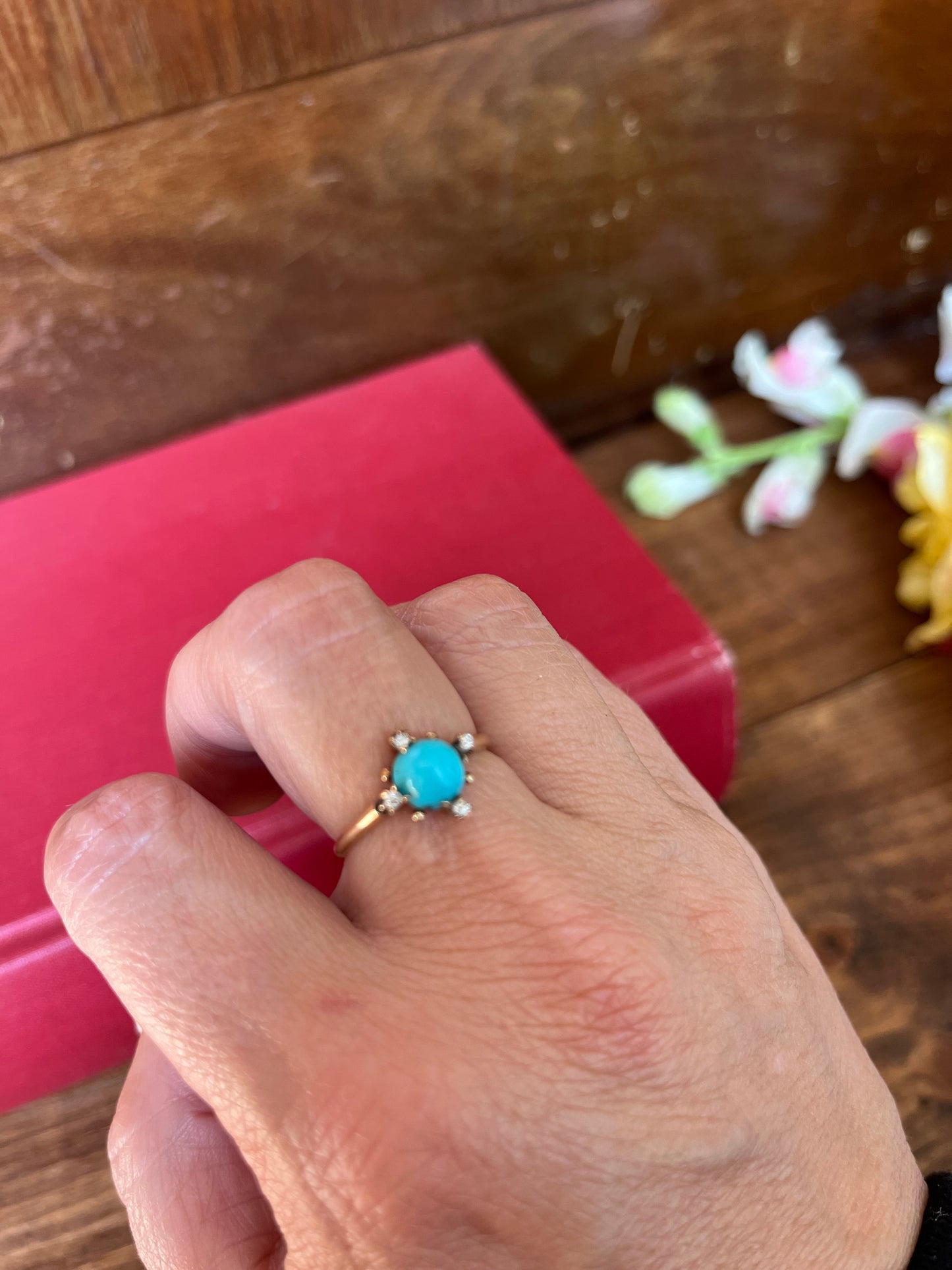 Vintage Turquoise and Diamond Ring